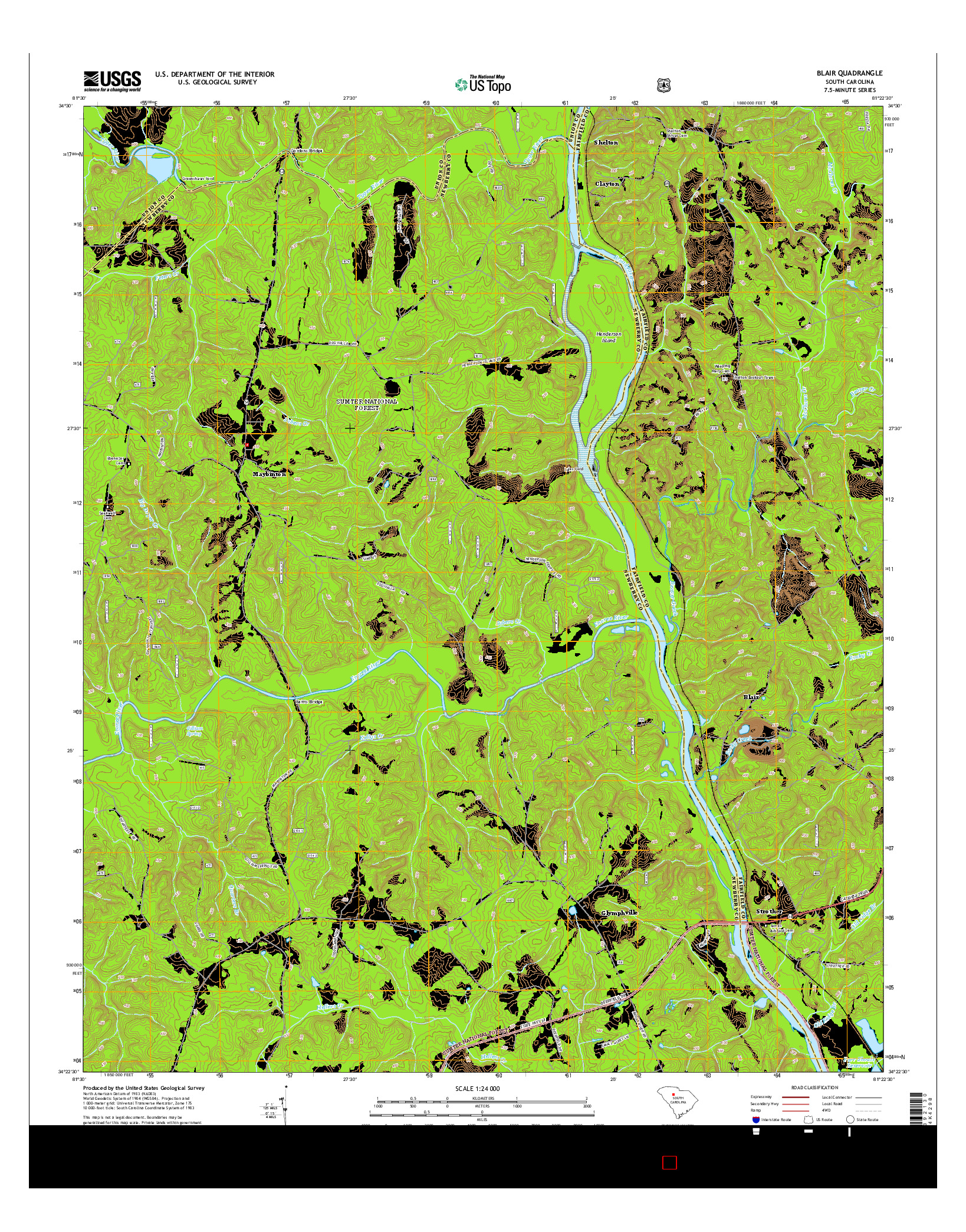 USGS US TOPO 7.5-MINUTE MAP FOR BLAIR, SC 2014