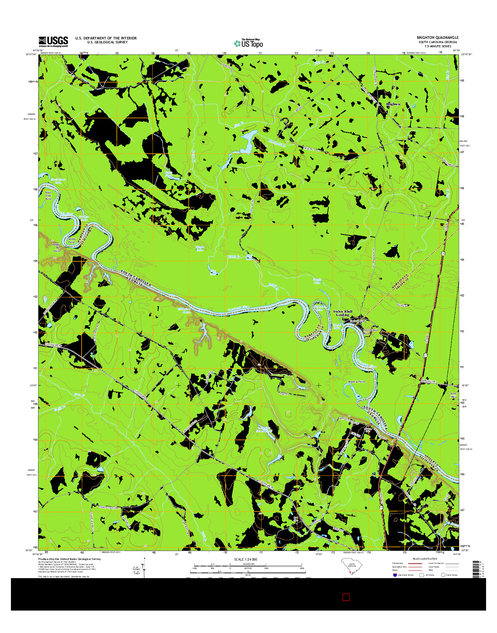 USGS US TOPO 7.5-MINUTE MAP FOR BRIGHTON, SC-GA 2014