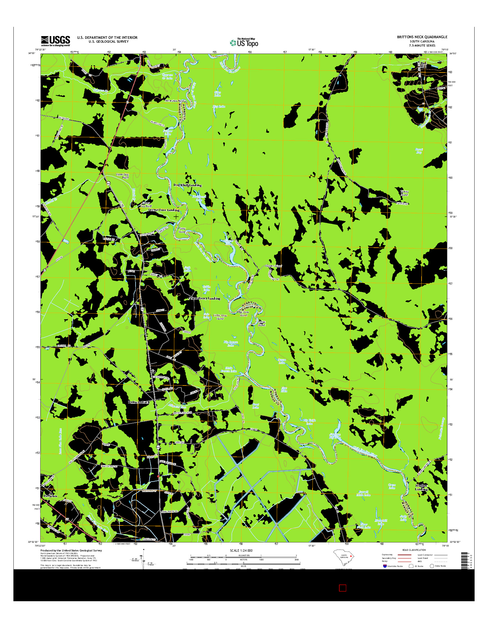 USGS US TOPO 7.5-MINUTE MAP FOR BRITTONS NECK, SC 2014