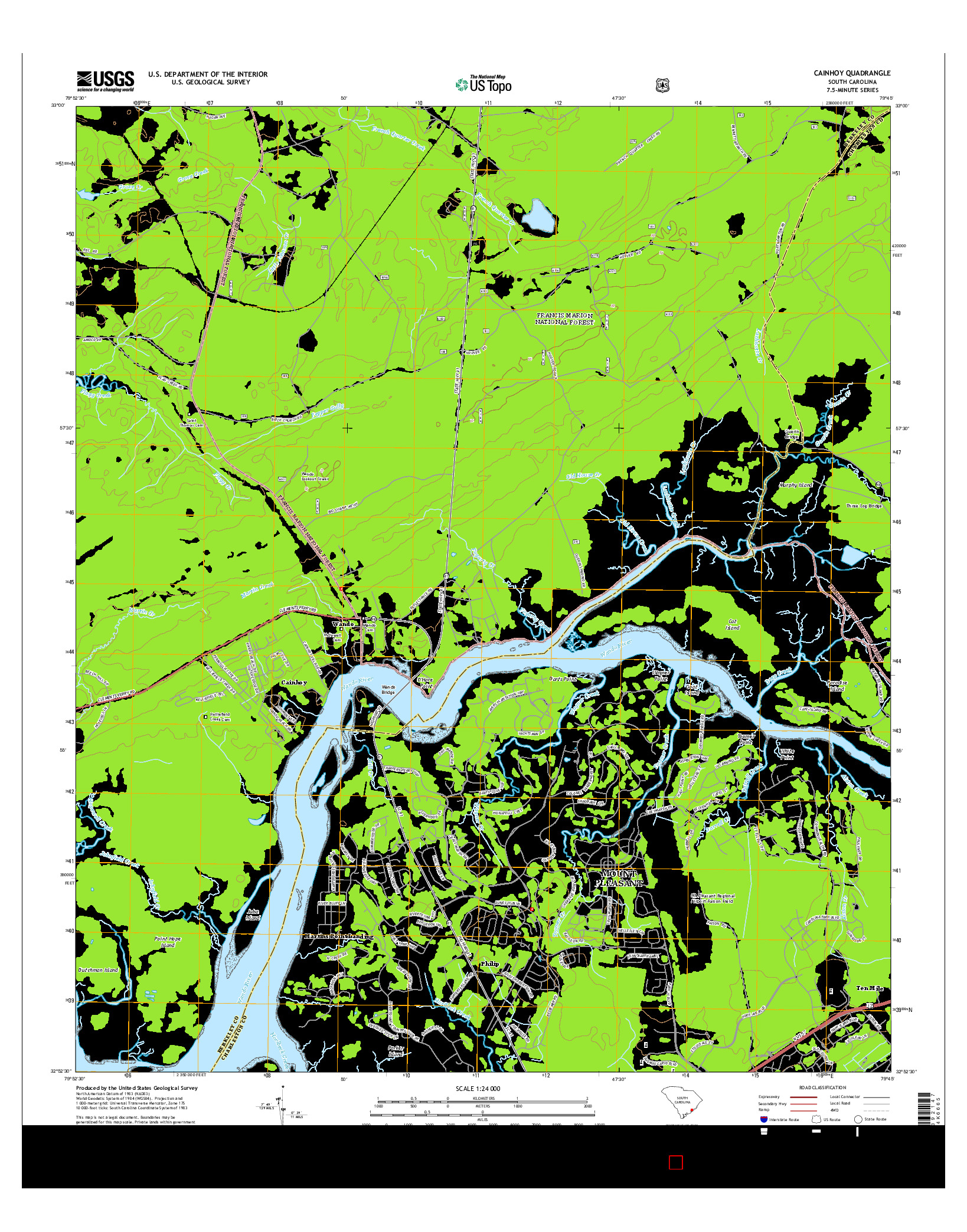 USGS US TOPO 7.5-MINUTE MAP FOR CAINHOY, SC 2014