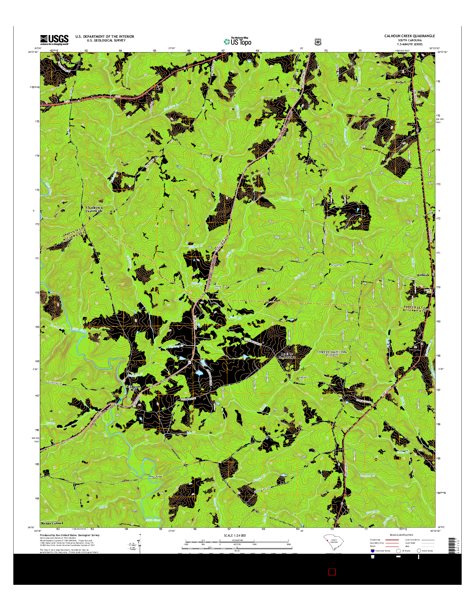 USGS US TOPO 7.5-MINUTE MAP FOR CALHOUN CREEK, SC 2014