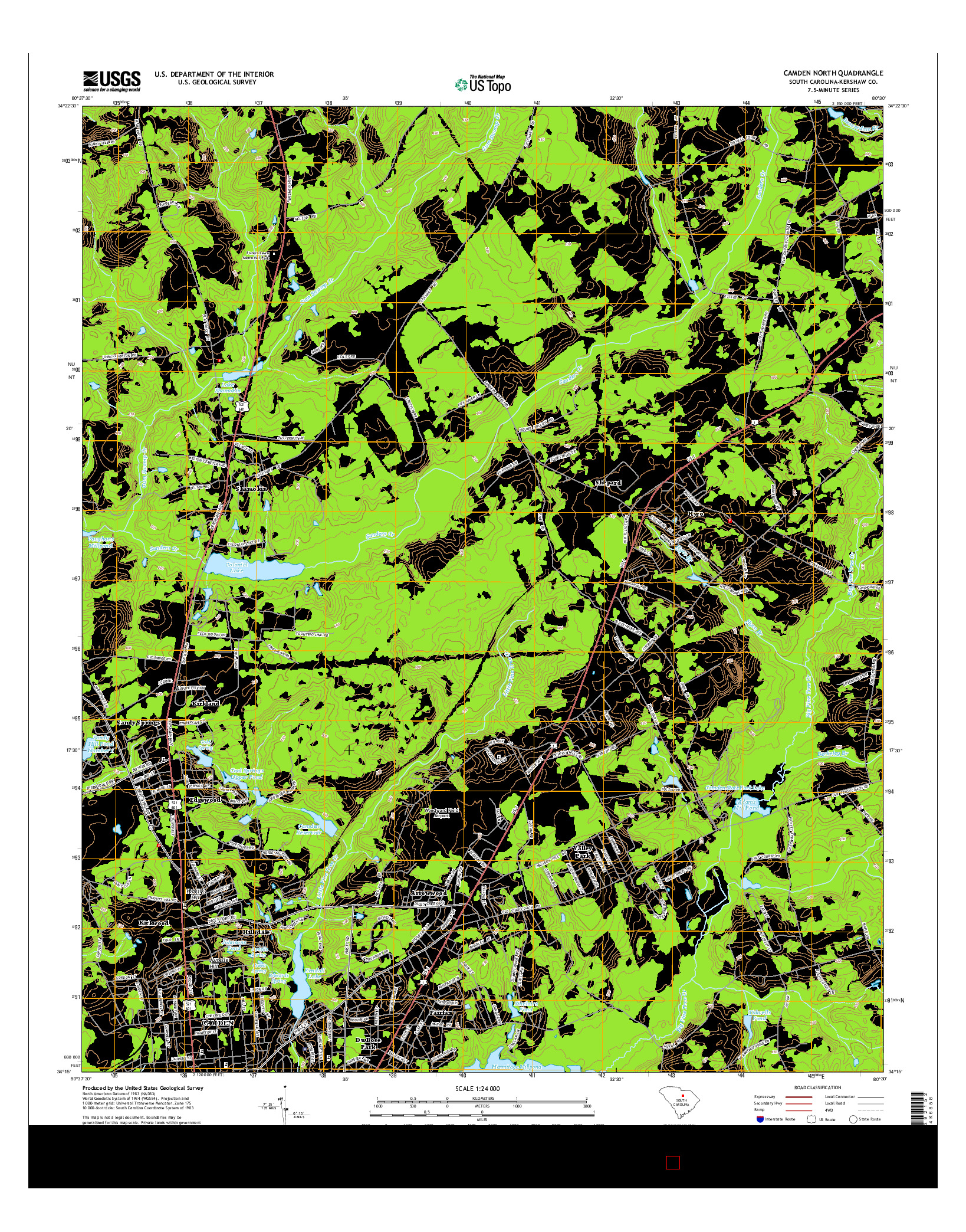 USGS US TOPO 7.5-MINUTE MAP FOR CAMDEN NORTH, SC 2014