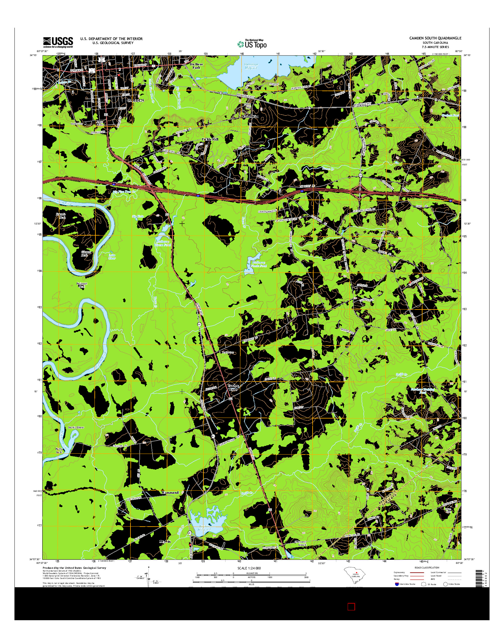 USGS US TOPO 7.5-MINUTE MAP FOR CAMDEN SOUTH, SC 2014