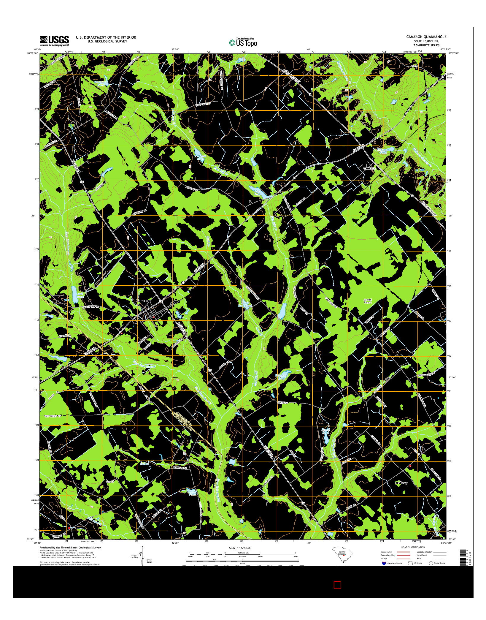 USGS US TOPO 7.5-MINUTE MAP FOR CAMERON, SC 2014