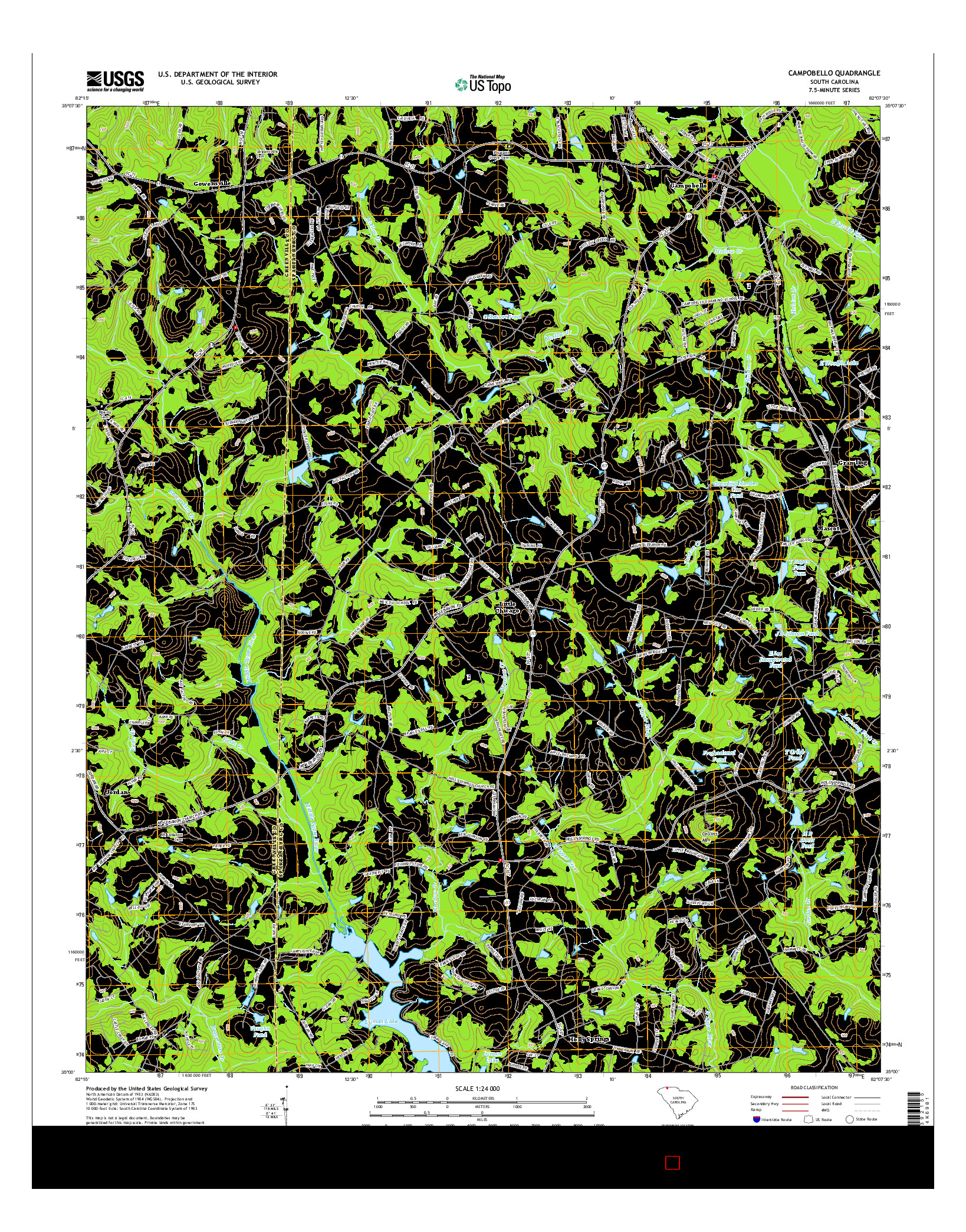 USGS US TOPO 7.5-MINUTE MAP FOR CAMPOBELLO, SC 2014