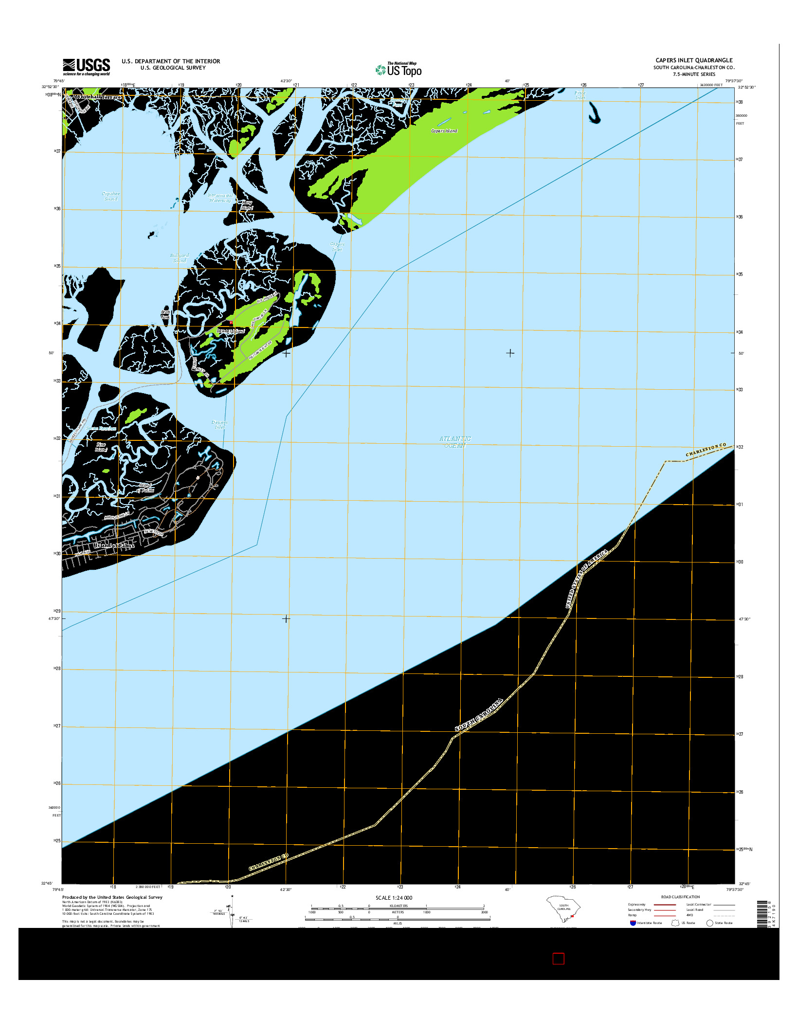 USGS US TOPO 7.5-MINUTE MAP FOR CAPERS INLET, SC 2014