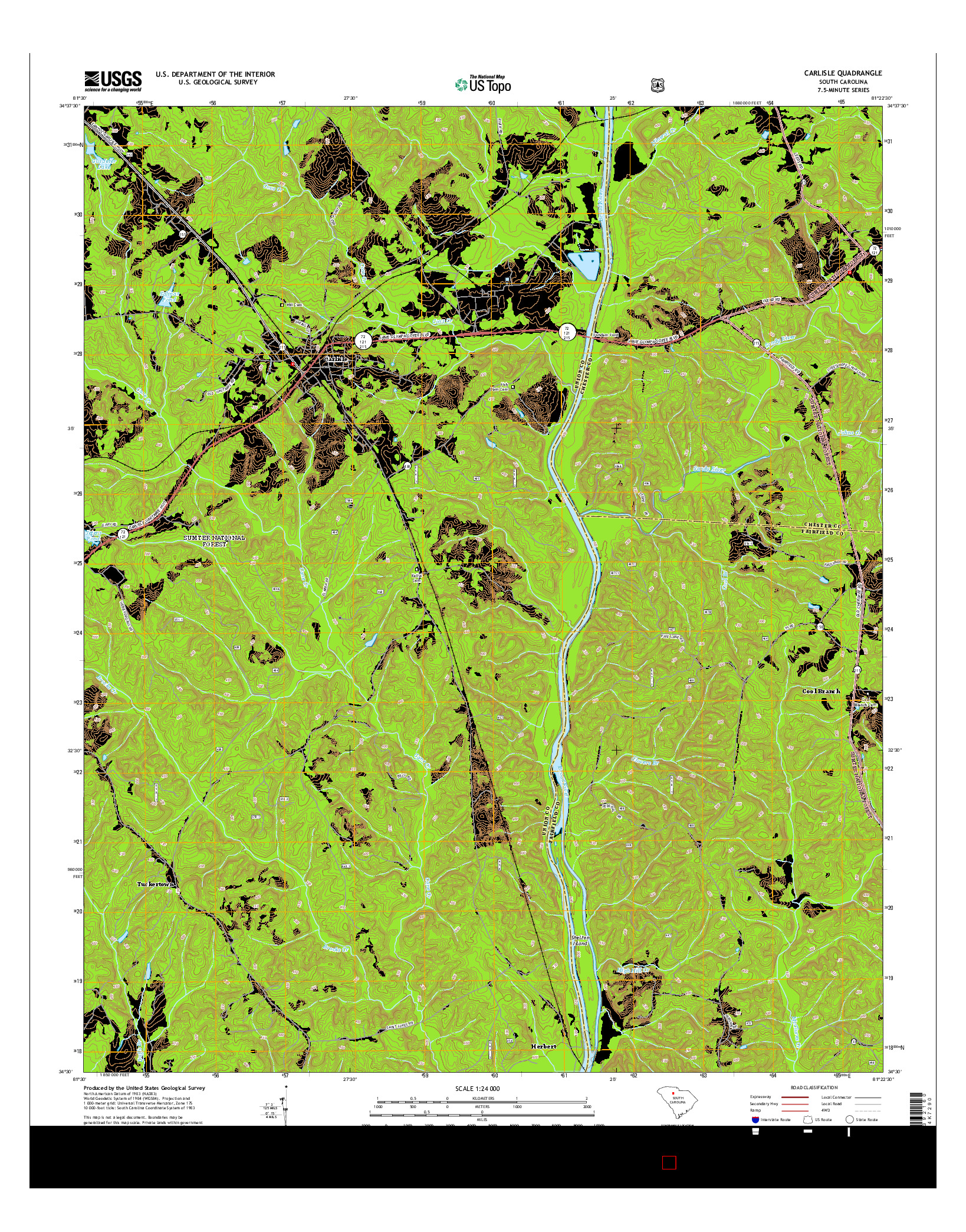 USGS US TOPO 7.5-MINUTE MAP FOR CARLISLE, SC 2014