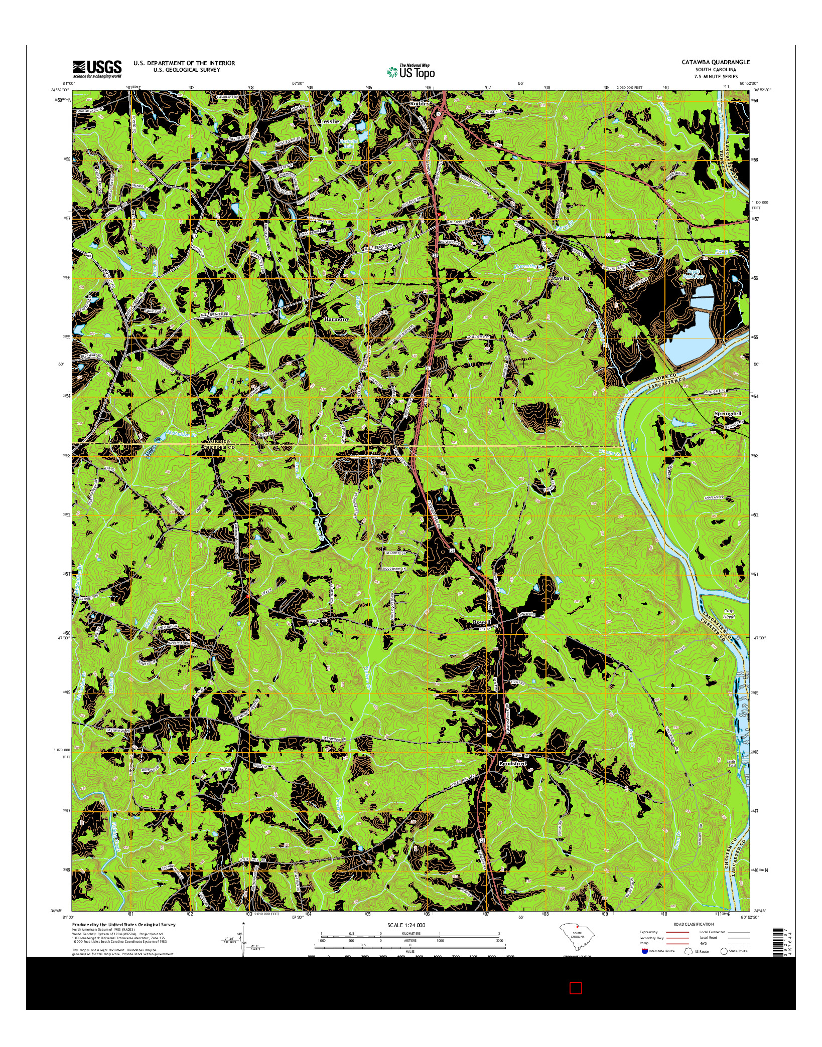 USGS US TOPO 7.5-MINUTE MAP FOR CATAWBA, SC 2014