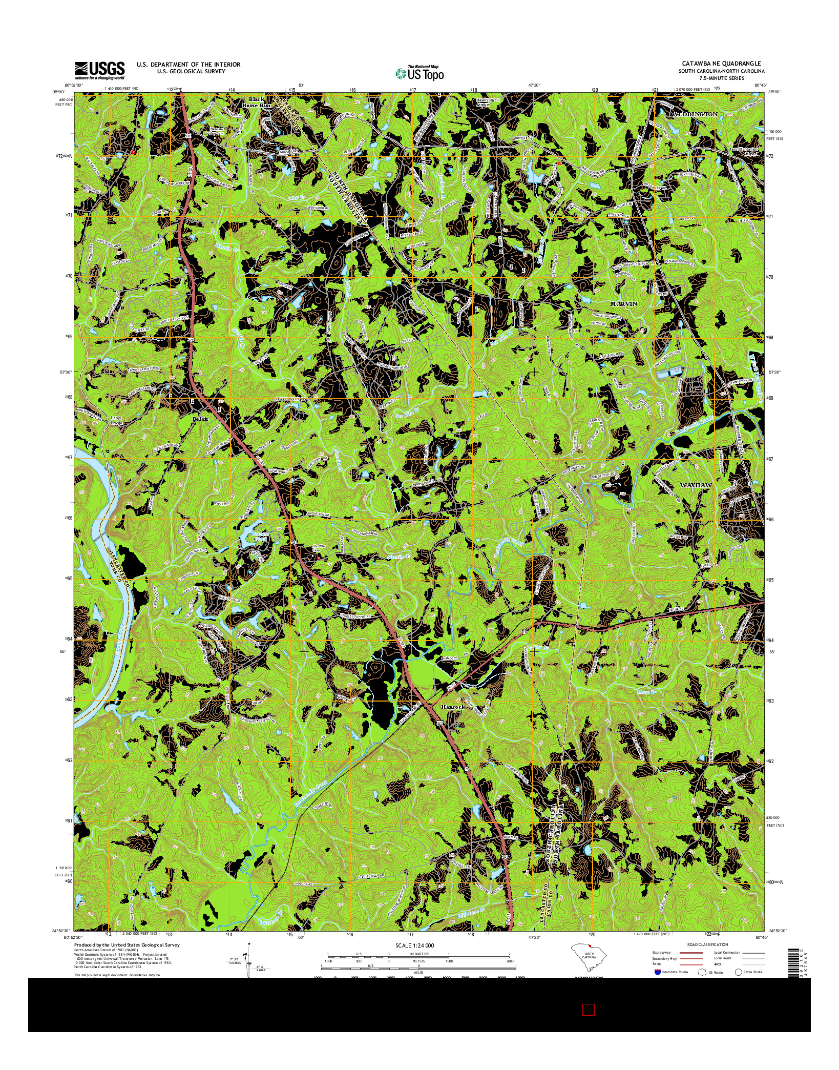 USGS US TOPO 7.5-MINUTE MAP FOR CATAWBA NE, SC-NC 2014