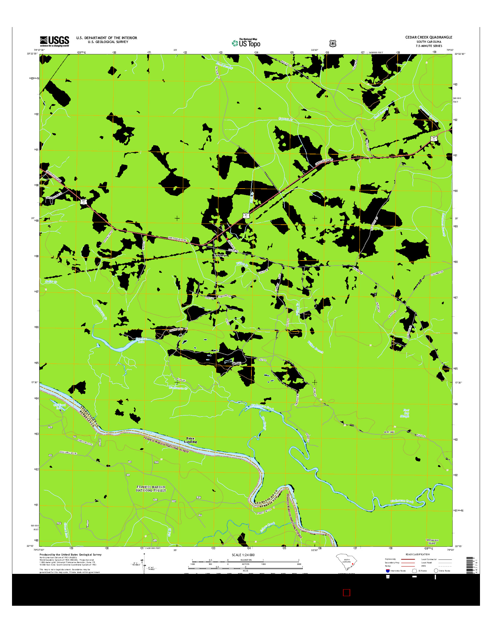 USGS US TOPO 7.5-MINUTE MAP FOR CEDAR CREEK, SC 2014