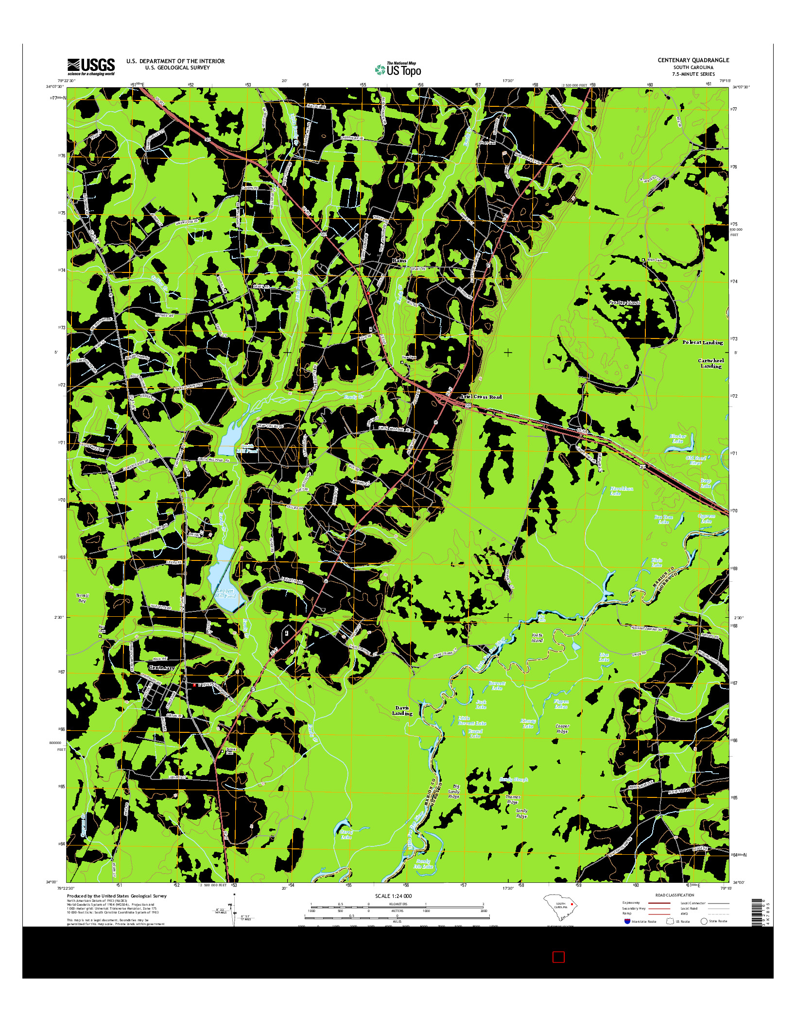 USGS US TOPO 7.5-MINUTE MAP FOR CENTENARY, SC 2014