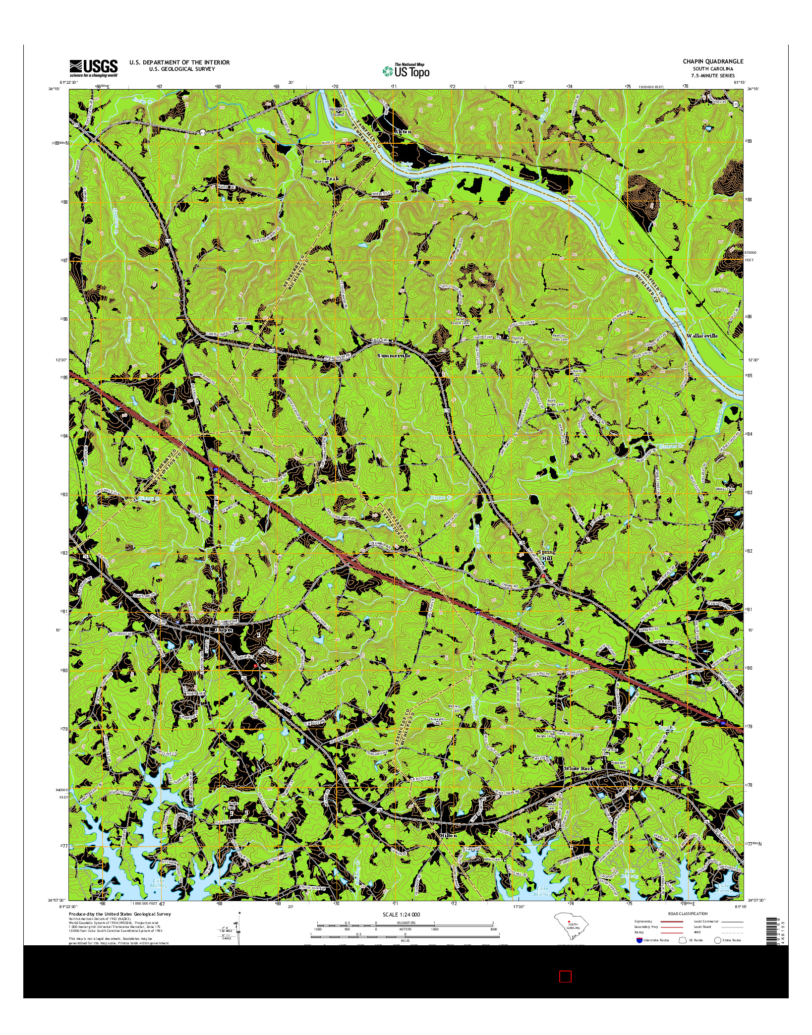 USGS US TOPO 7.5-MINUTE MAP FOR CHAPIN, SC 2014