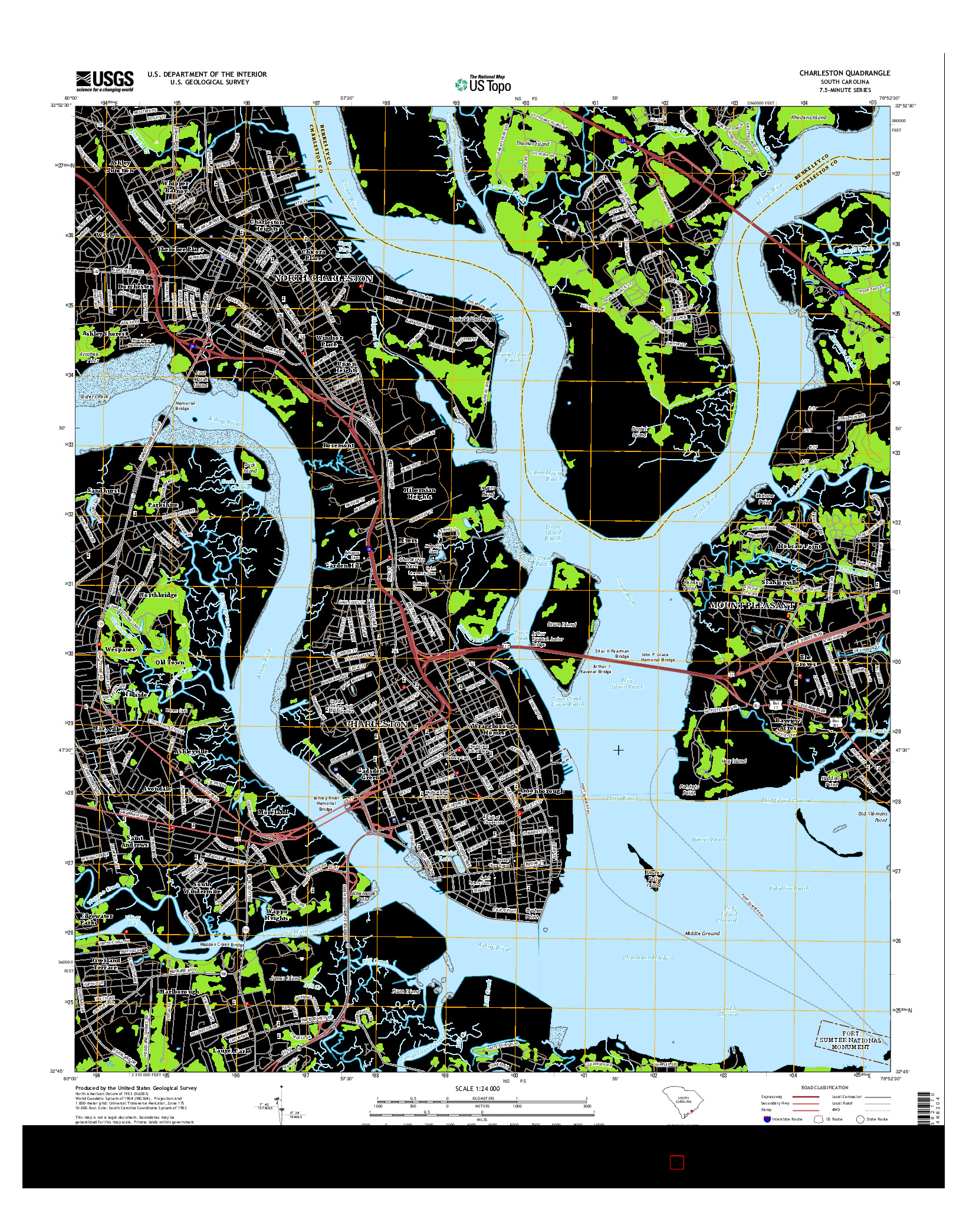 USGS US TOPO 7.5-MINUTE MAP FOR CHARLESTON, SC 2014