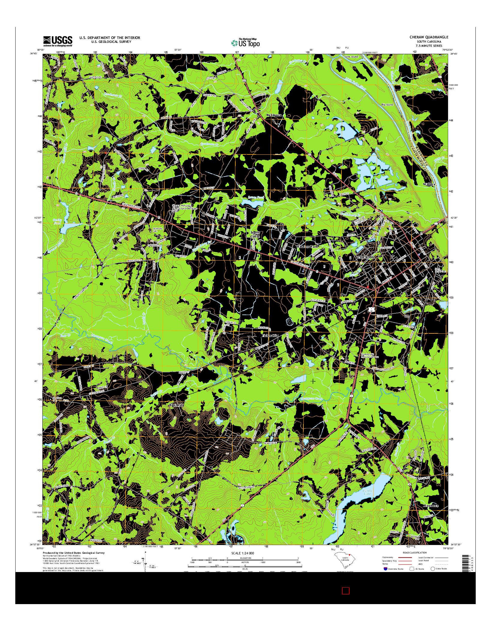 USGS US TOPO 7.5-MINUTE MAP FOR CHERAW, SC 2014