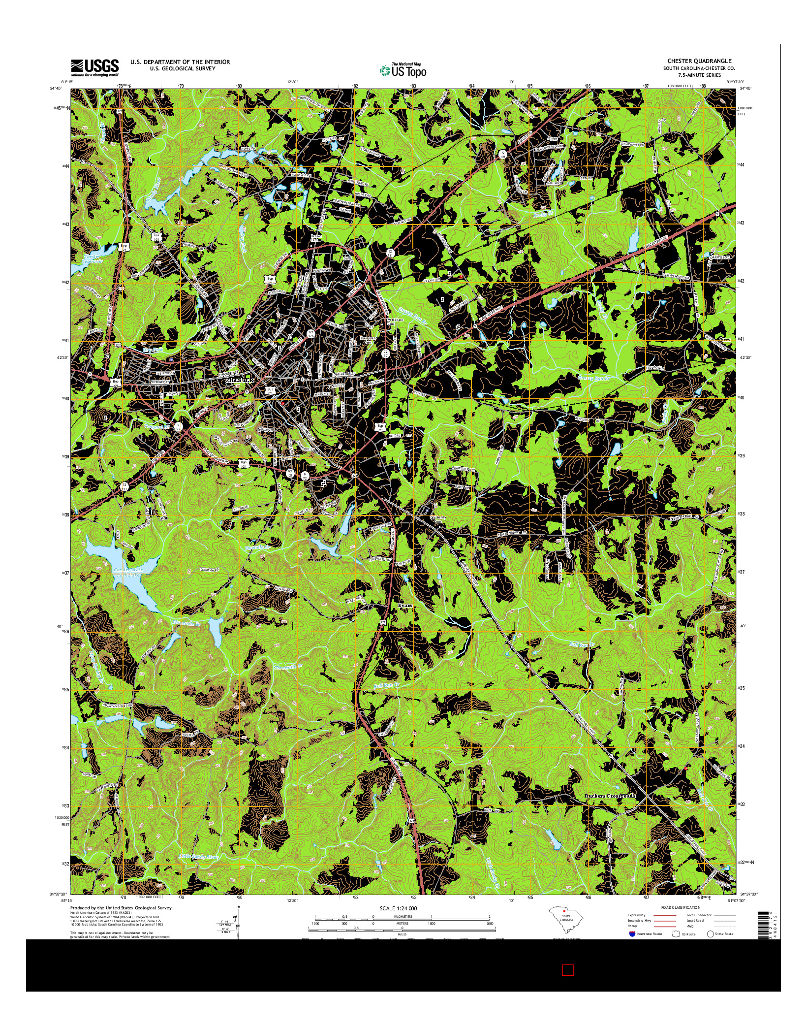 USGS US TOPO 7.5-MINUTE MAP FOR CHESTER, SC 2014