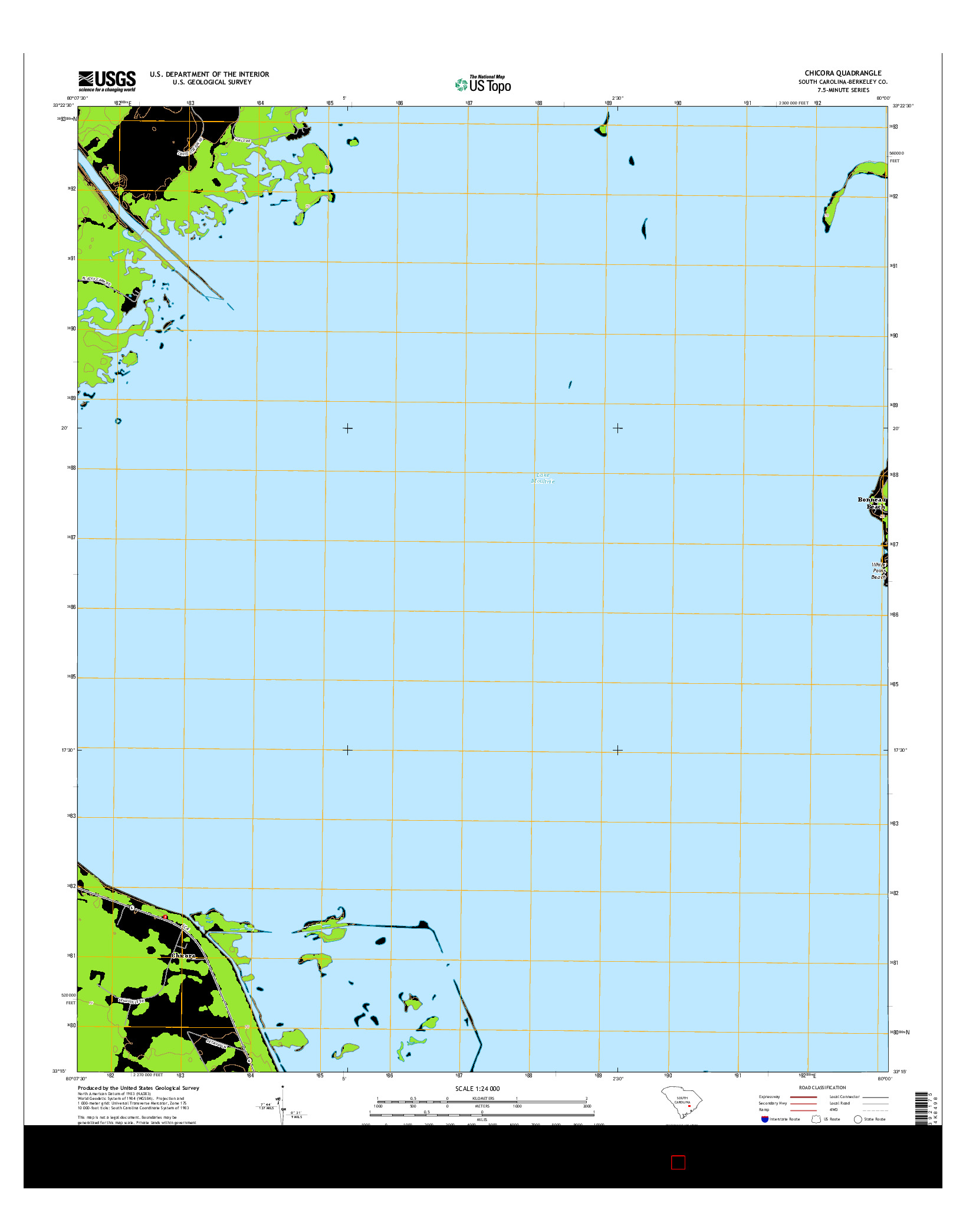 USGS US TOPO 7.5-MINUTE MAP FOR CHICORA, SC 2014