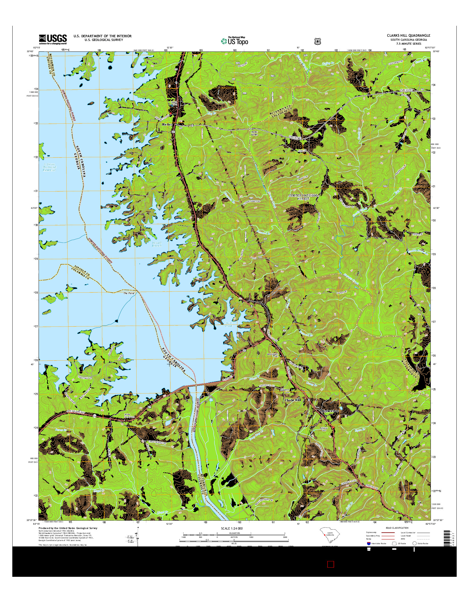 USGS US TOPO 7.5-MINUTE MAP FOR CLARKS HILL, SC-GA 2014