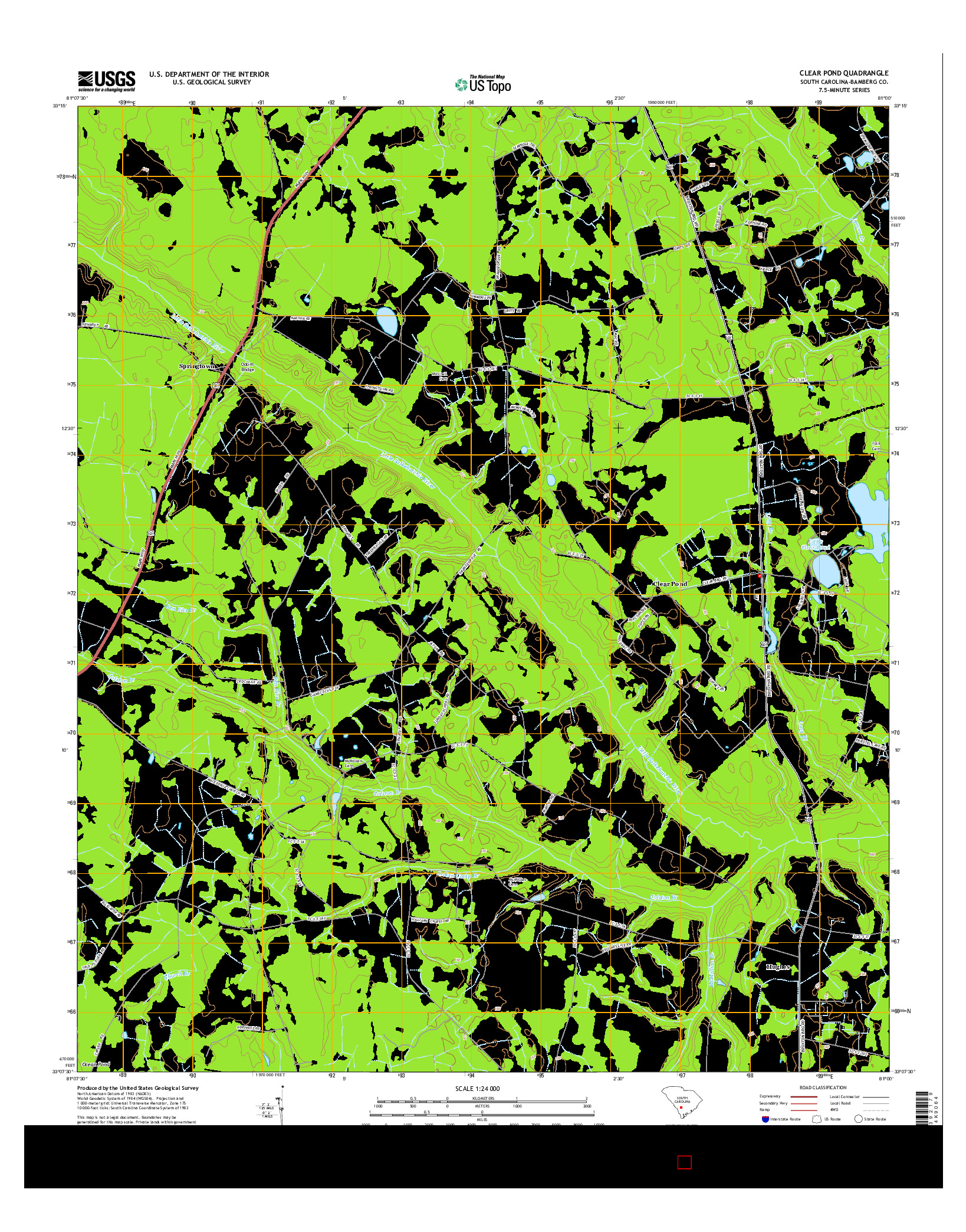 USGS US TOPO 7.5-MINUTE MAP FOR CLEAR POND, SC 2014