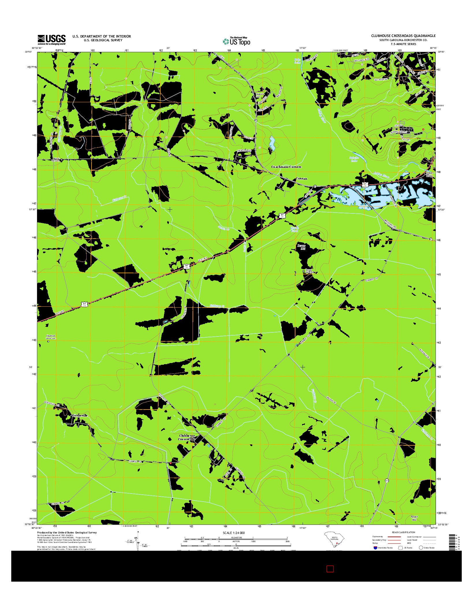 USGS US TOPO 7.5-MINUTE MAP FOR CLUBHOUSE CROSSROADS, SC 2014