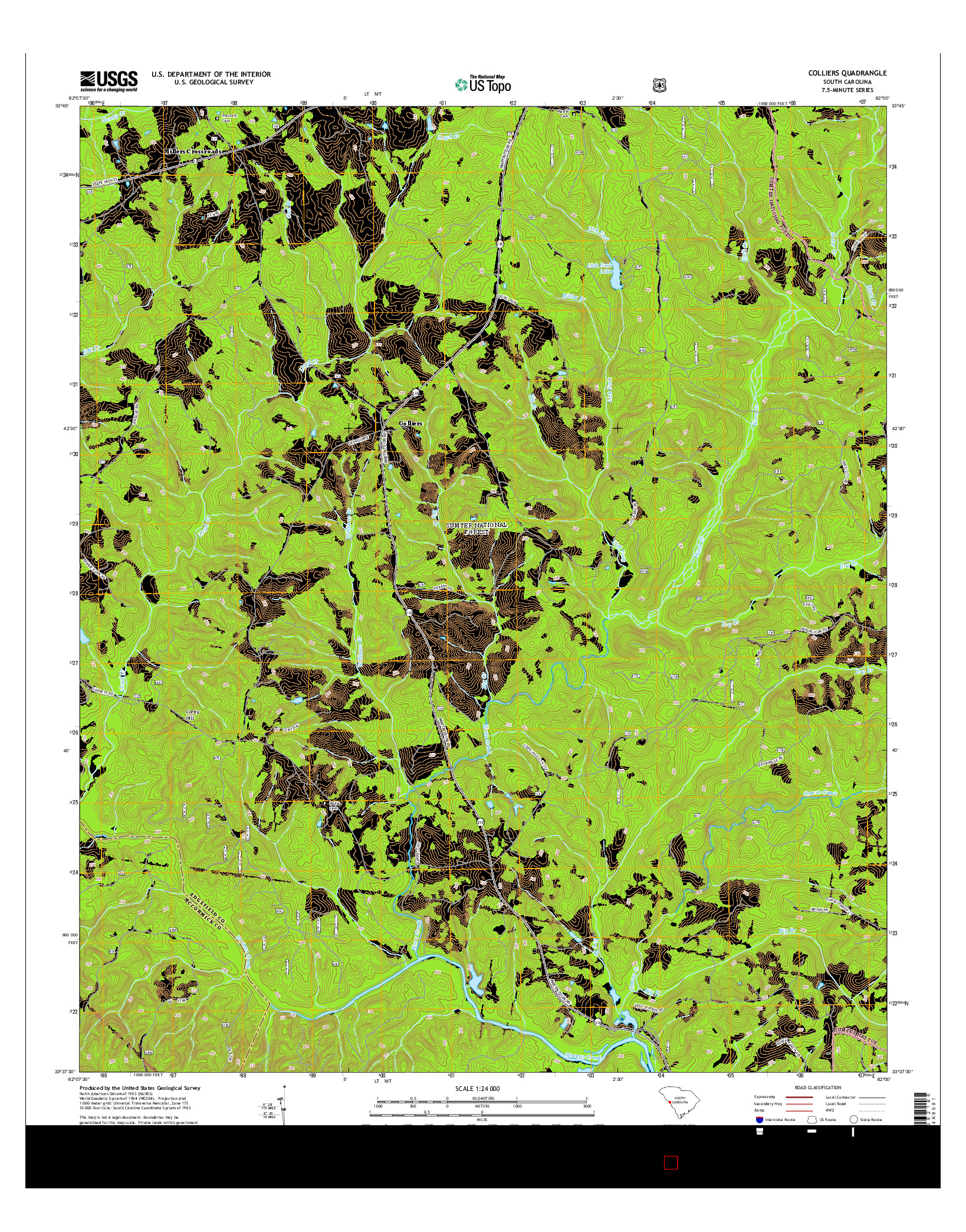 USGS US TOPO 7.5-MINUTE MAP FOR COLLIERS, SC 2014