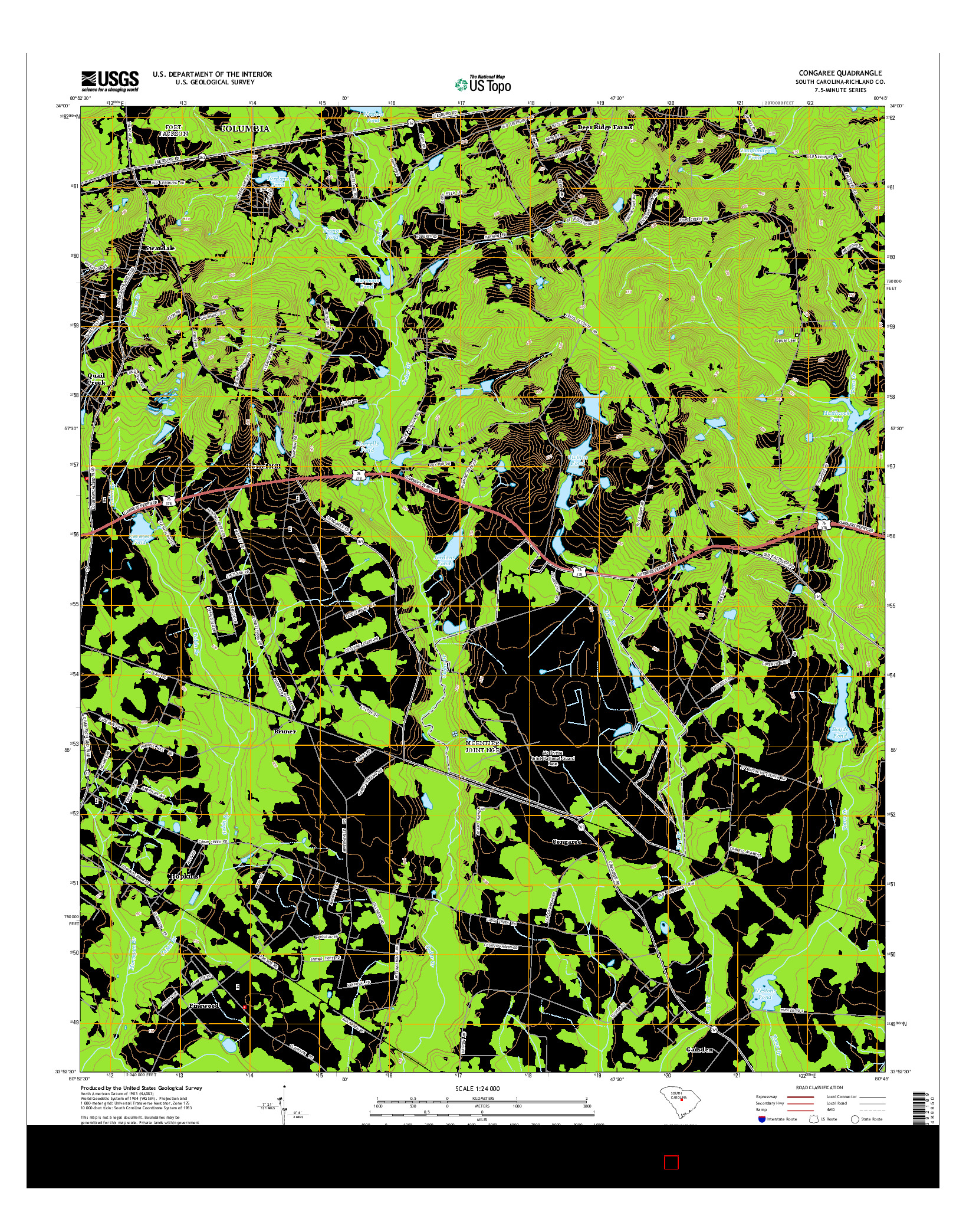 USGS US TOPO 7.5-MINUTE MAP FOR CONGAREE, SC 2014