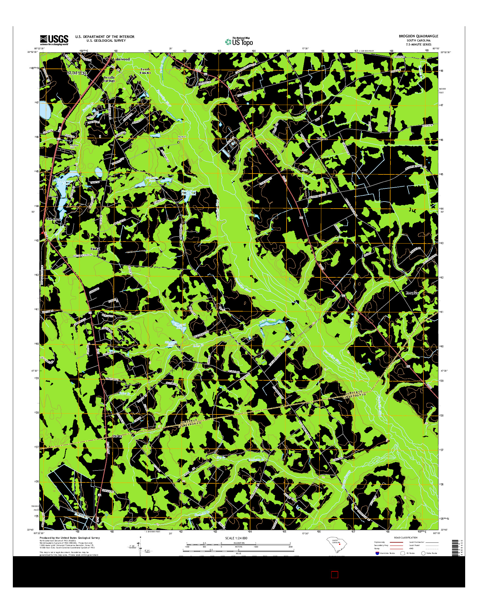 USGS US TOPO 7.5-MINUTE MAP FOR BROGDON, SC 2014