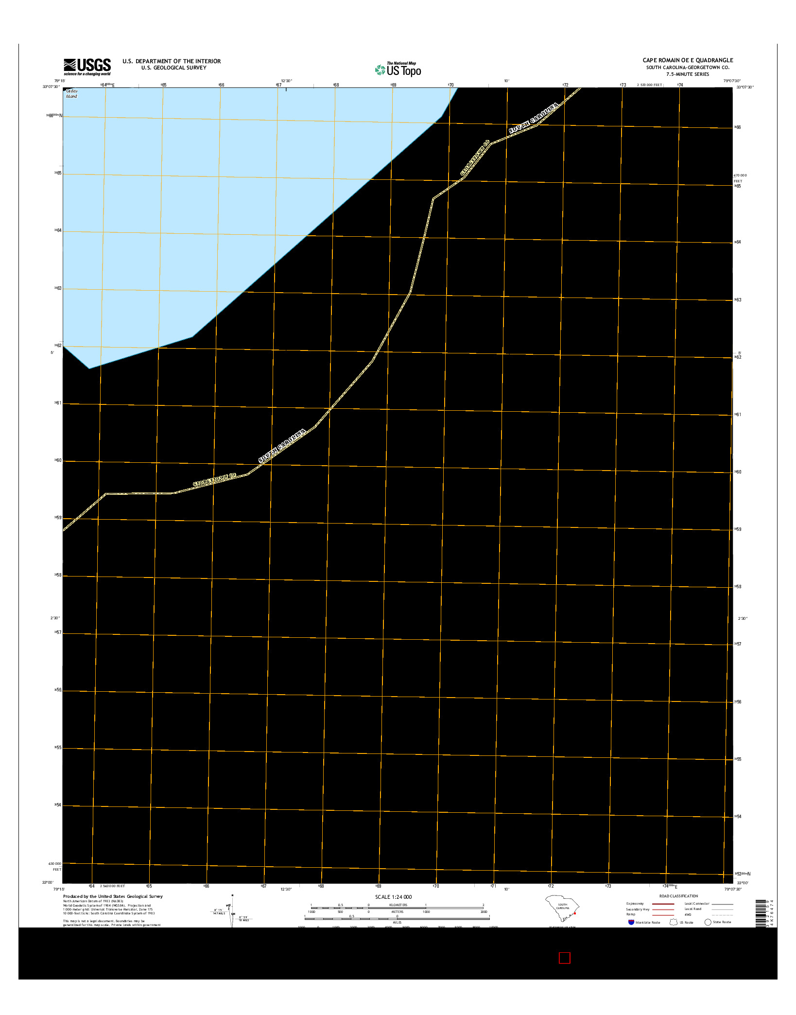 USGS US TOPO 7.5-MINUTE MAP FOR CAPE ROMAIN OE E, SC 2014