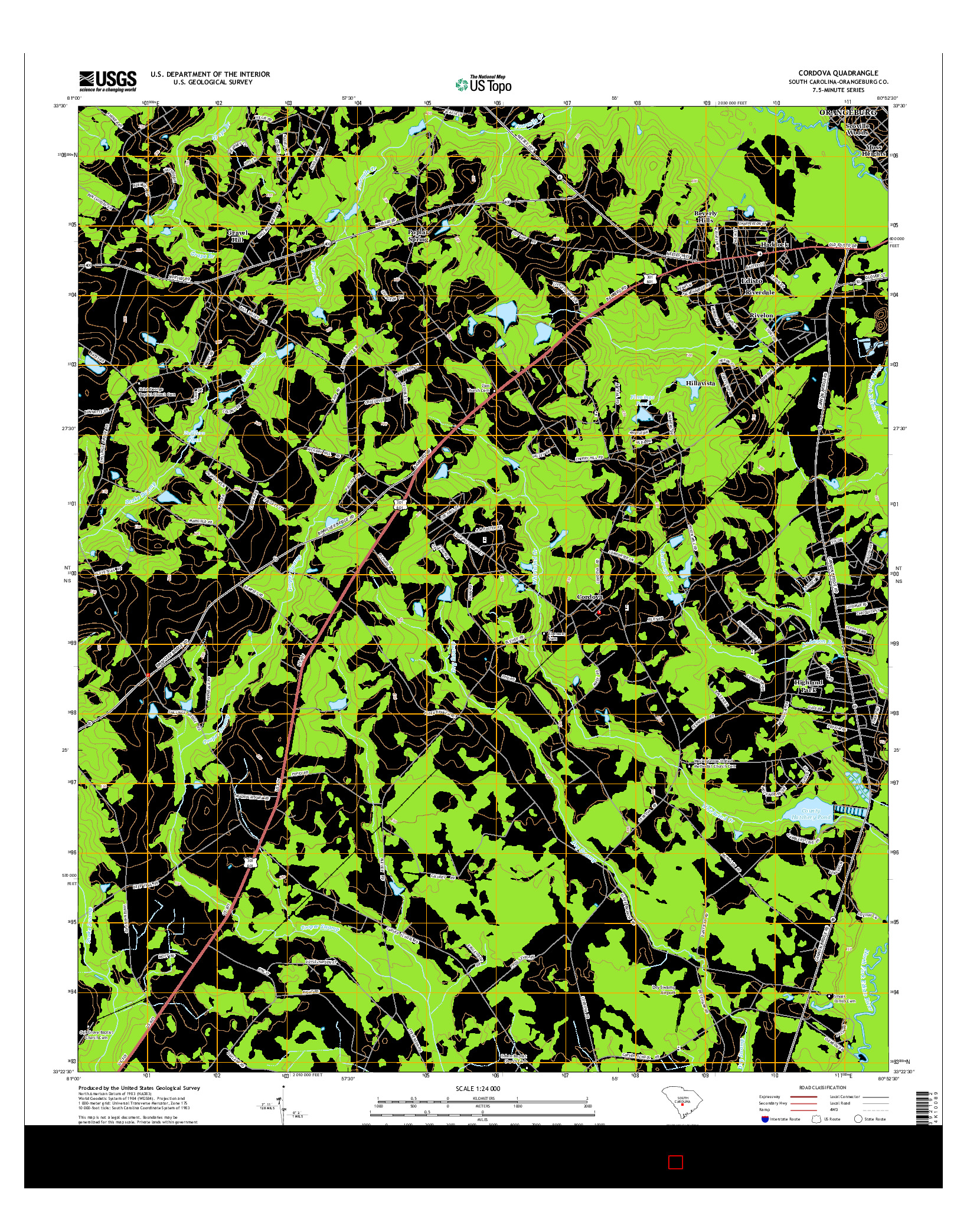 USGS US TOPO 7.5-MINUTE MAP FOR CORDOVA, SC 2014