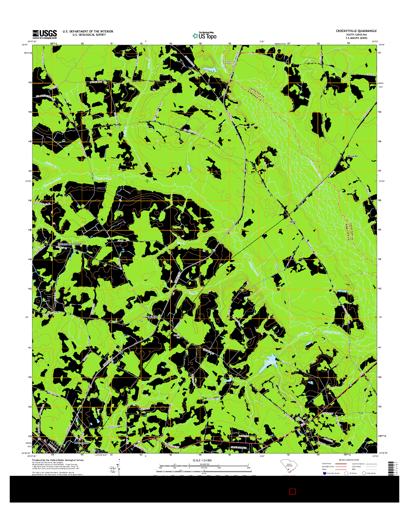 USGS US TOPO 7.5-MINUTE MAP FOR CROCKETVILLE, SC 2014