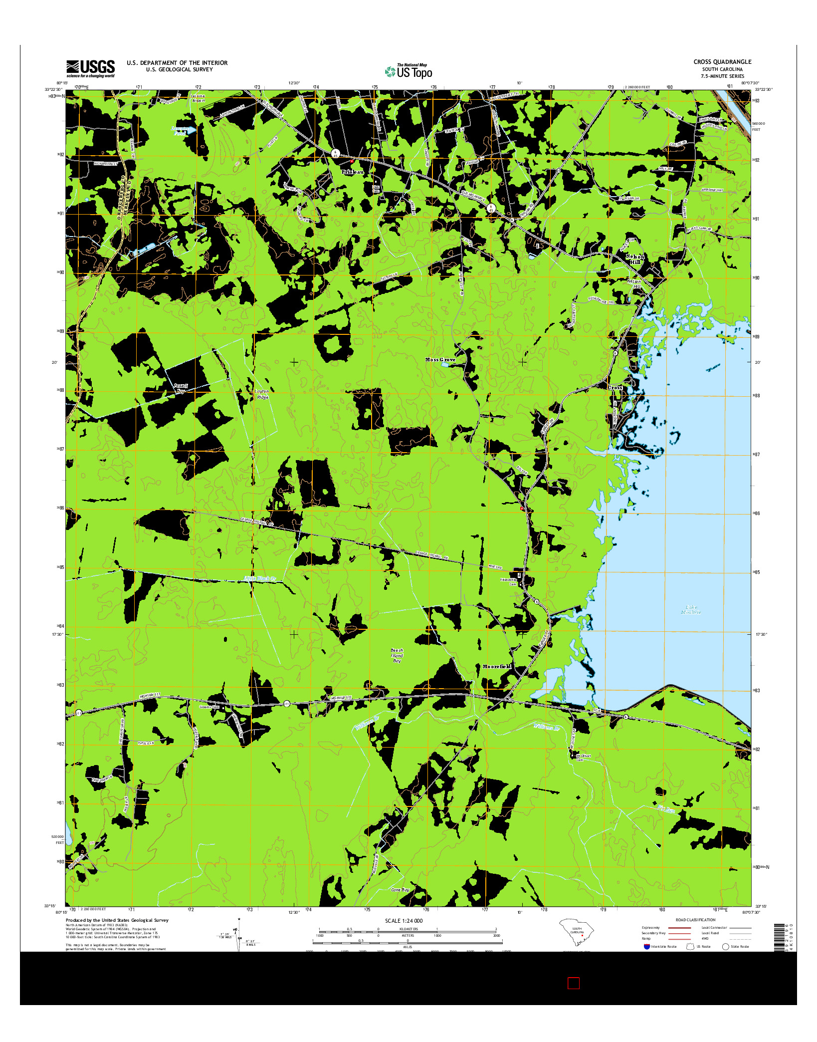 USGS US TOPO 7.5-MINUTE MAP FOR CROSS, SC 2014