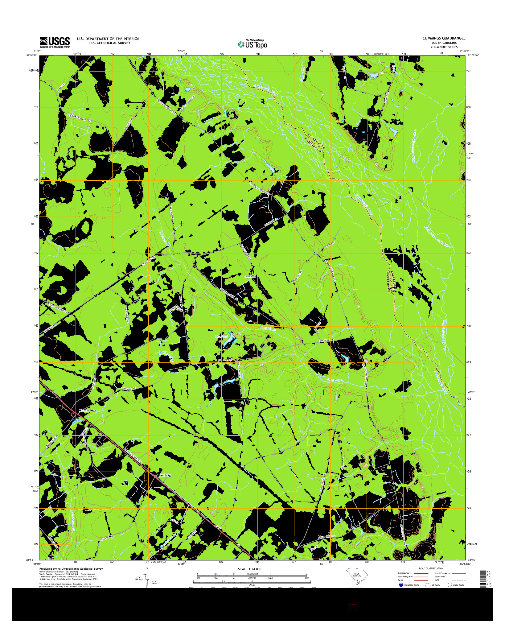 USGS US TOPO 7.5-MINUTE MAP FOR CUMMINGS, SC 2014