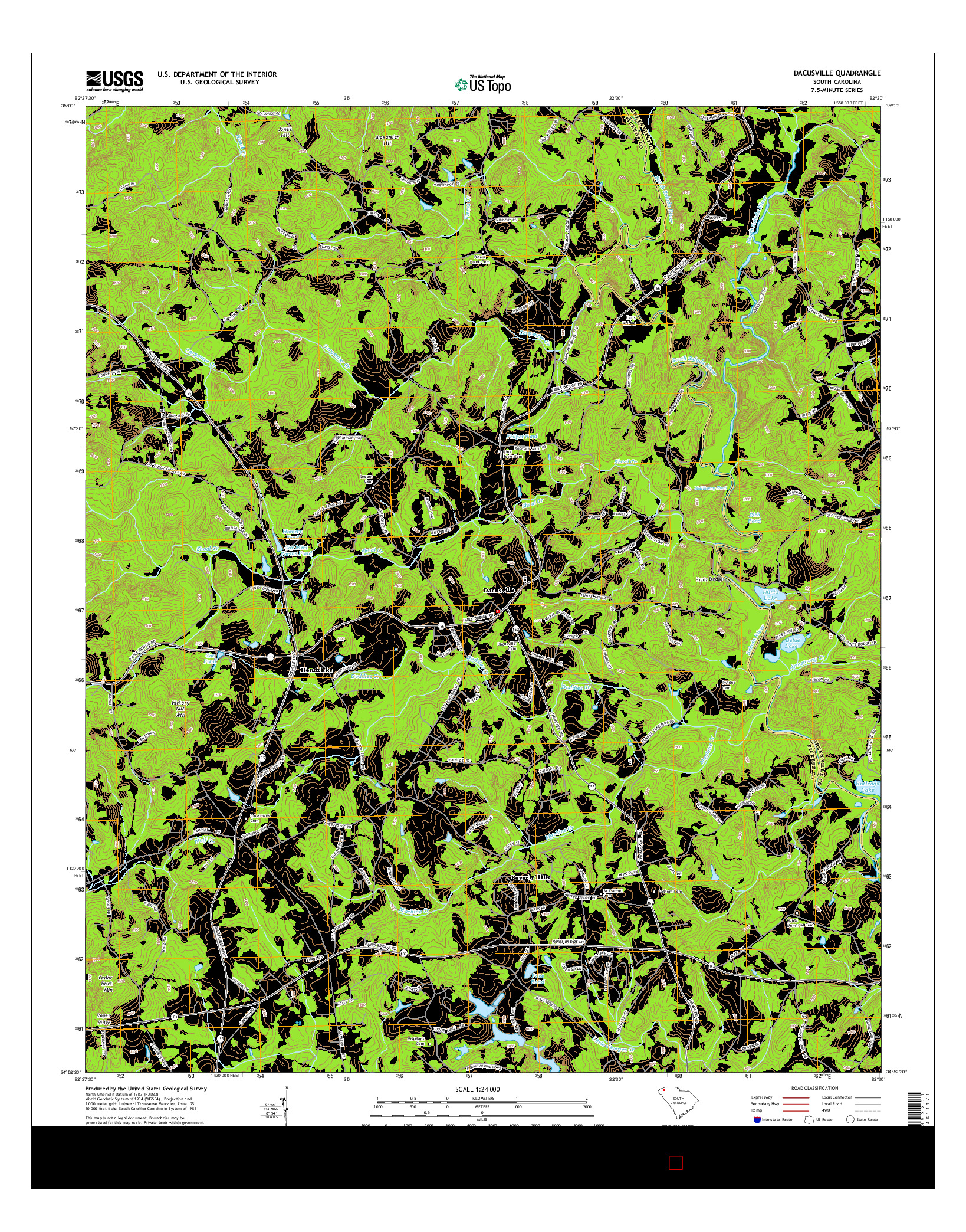 USGS US TOPO 7.5-MINUTE MAP FOR DACUSVILLE, SC 2014