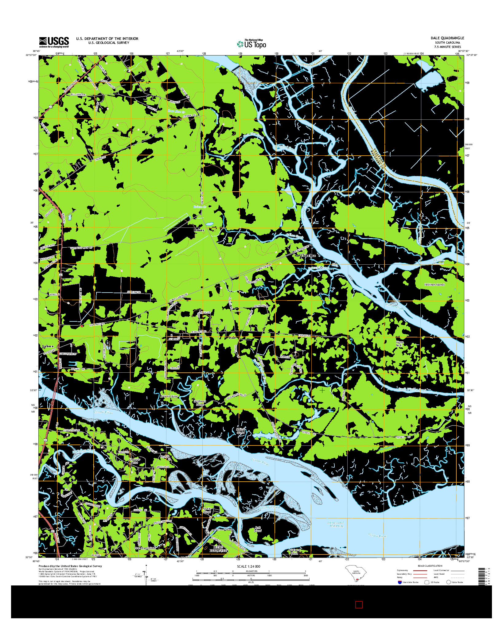 USGS US TOPO 7.5-MINUTE MAP FOR DALE, SC 2014