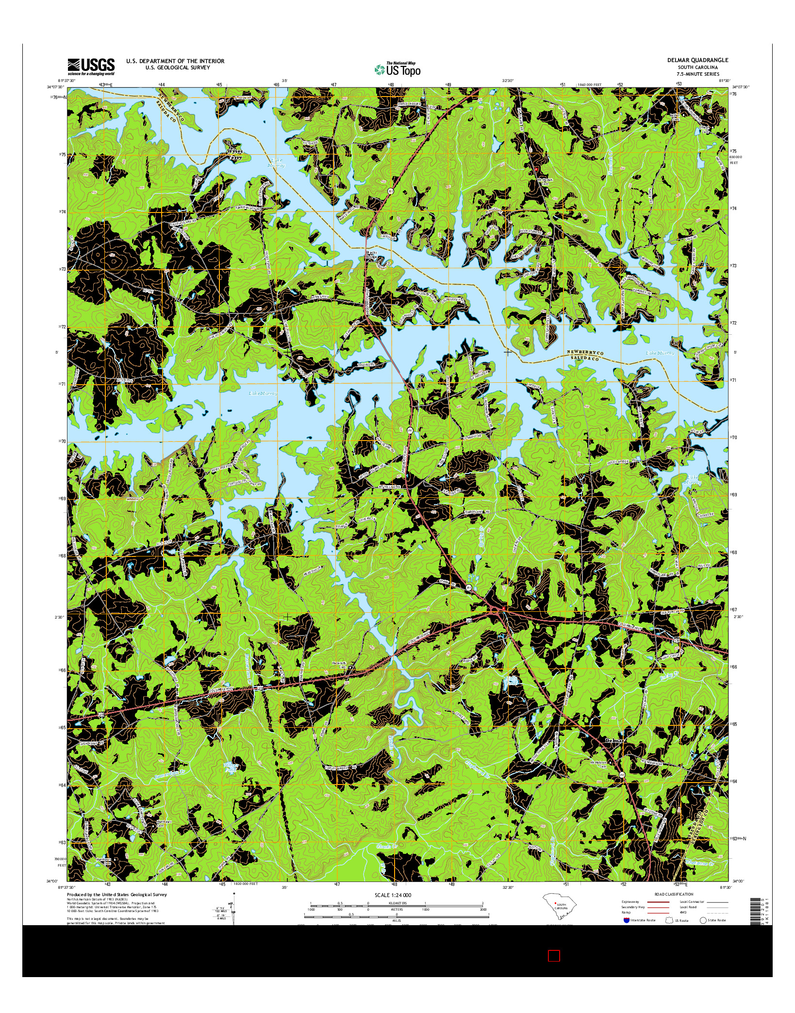 USGS US TOPO 7.5-MINUTE MAP FOR DELMAR, SC 2014