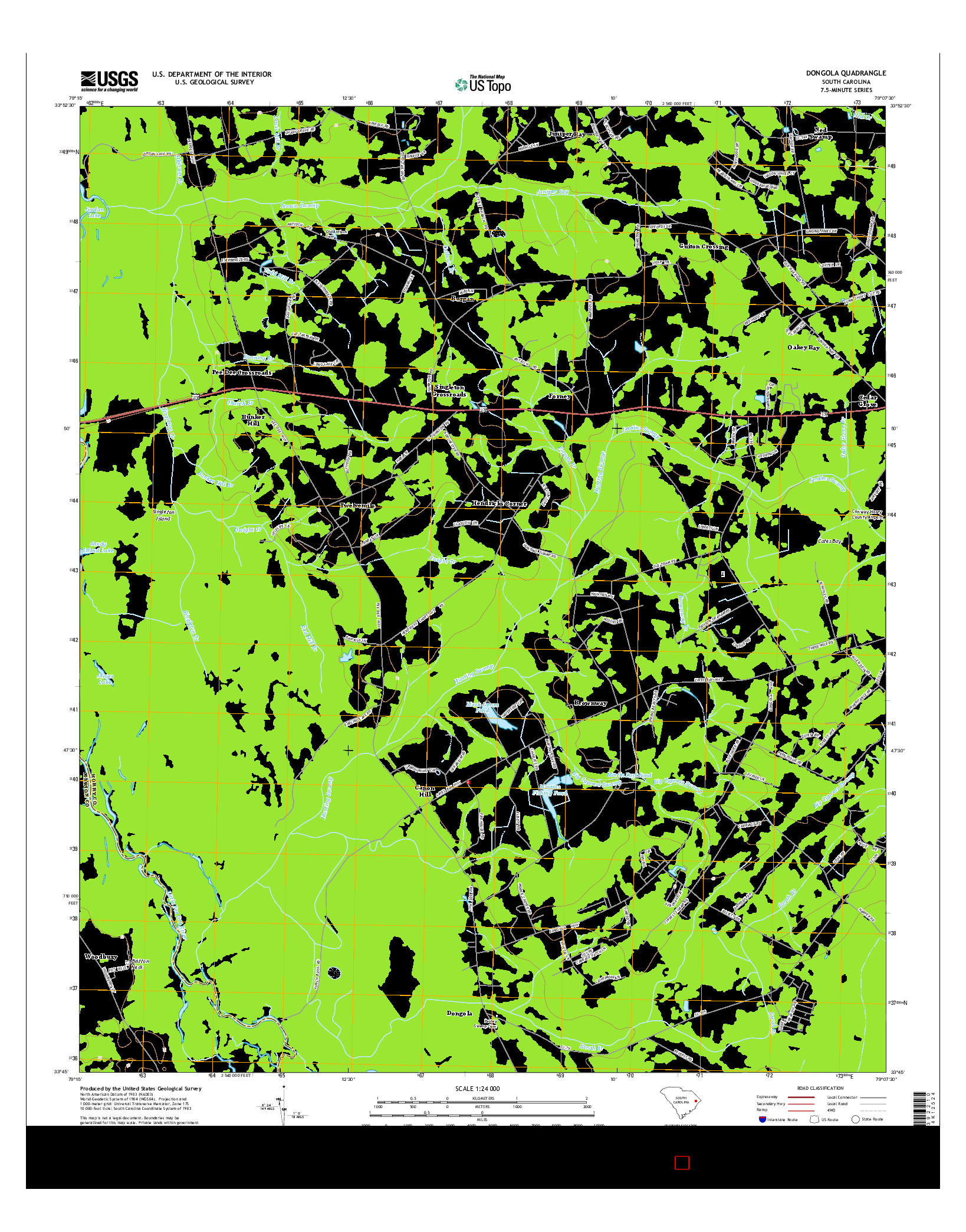 USGS US TOPO 7.5-MINUTE MAP FOR DONGOLA, SC 2014