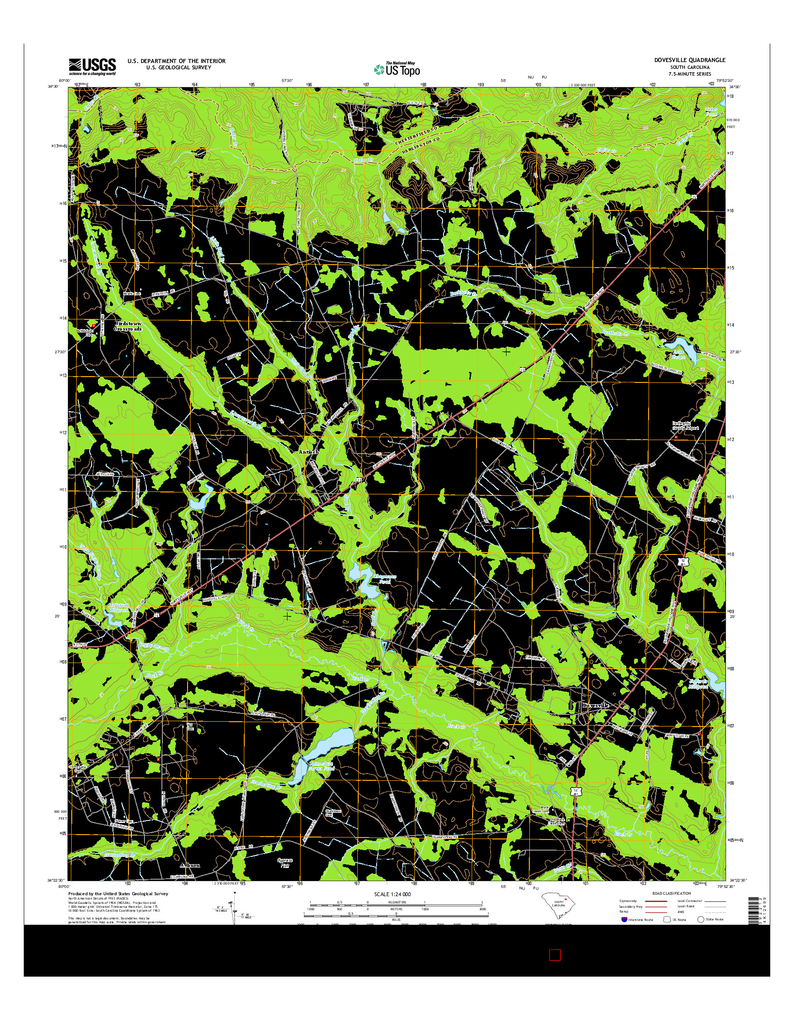USGS US TOPO 7.5-MINUTE MAP FOR DOVESVILLE, SC 2014