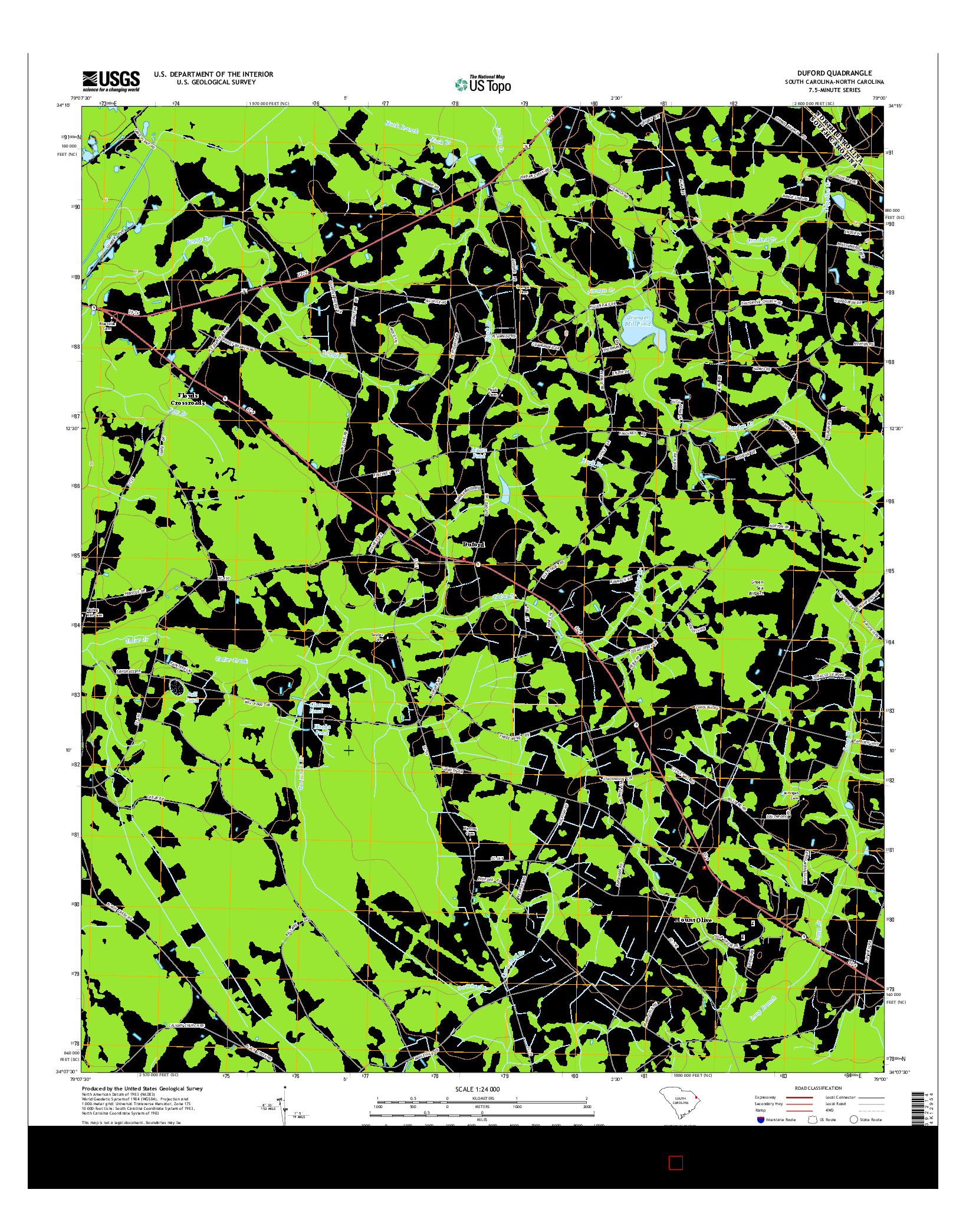 USGS US TOPO 7.5-MINUTE MAP FOR DUFORD, SC-NC 2014