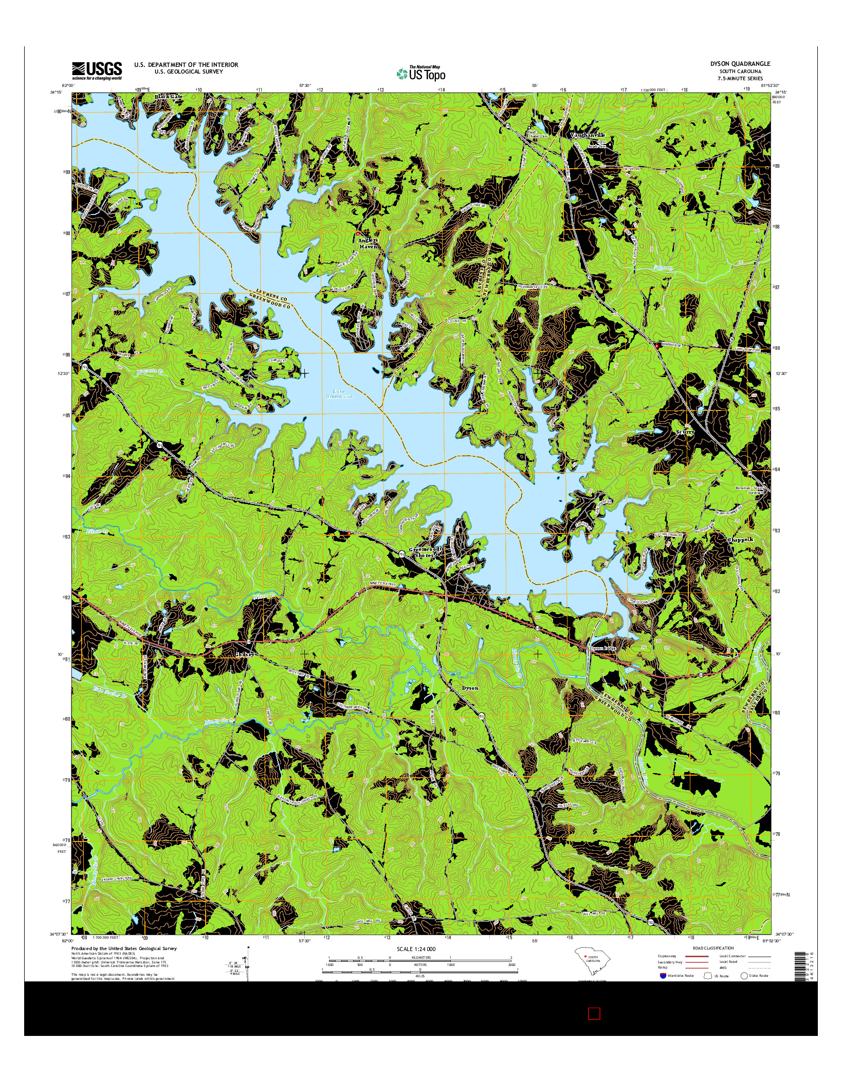 USGS US TOPO 7.5-MINUTE MAP FOR DYSON, SC 2014