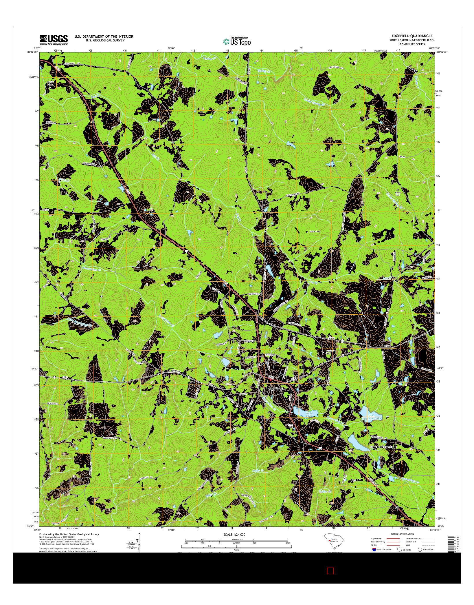 USGS US TOPO 7.5-MINUTE MAP FOR EDGEFIELD, SC 2014