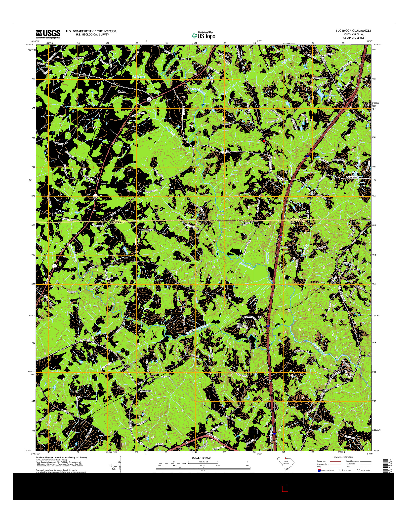 USGS US TOPO 7.5-MINUTE MAP FOR EDGEMOOR, SC 2014