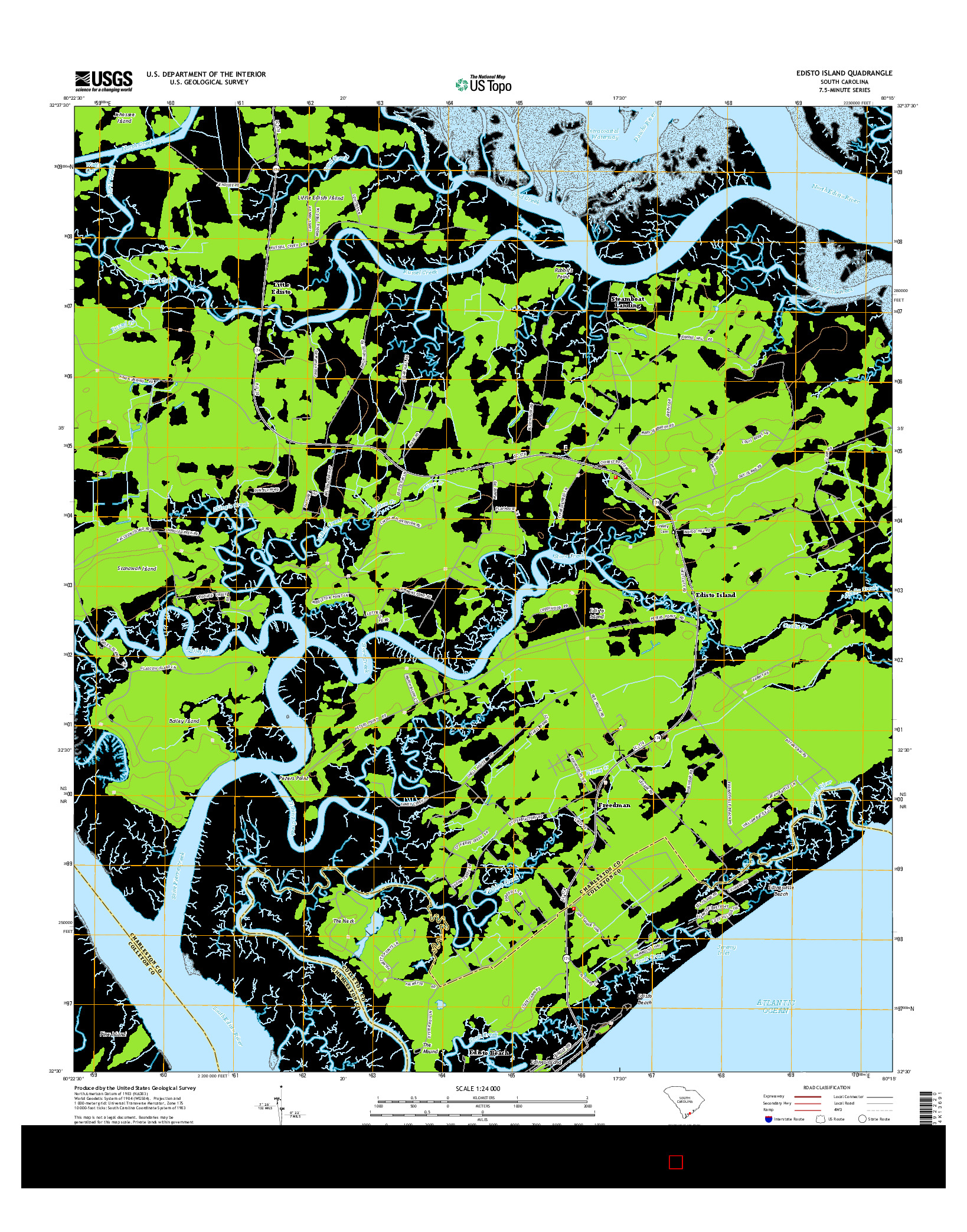 USGS US TOPO 7.5-MINUTE MAP FOR EDISTO ISLAND, SC 2014