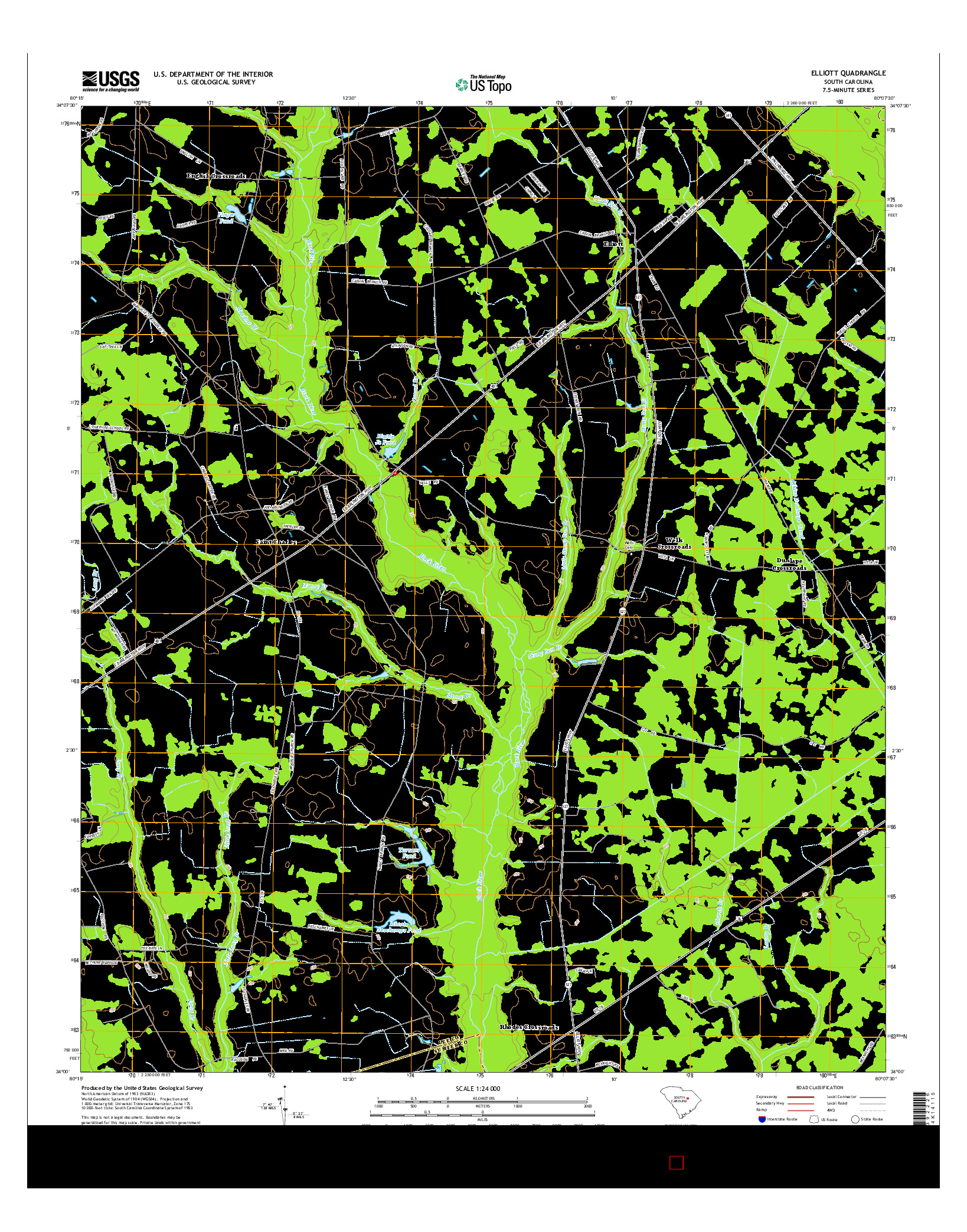 USGS US TOPO 7.5-MINUTE MAP FOR ELLIOTT, SC 2014