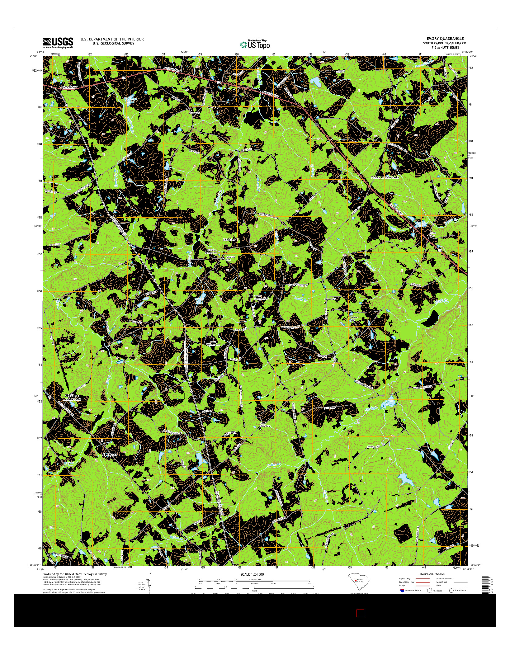 USGS US TOPO 7.5-MINUTE MAP FOR EMORY, SC 2014