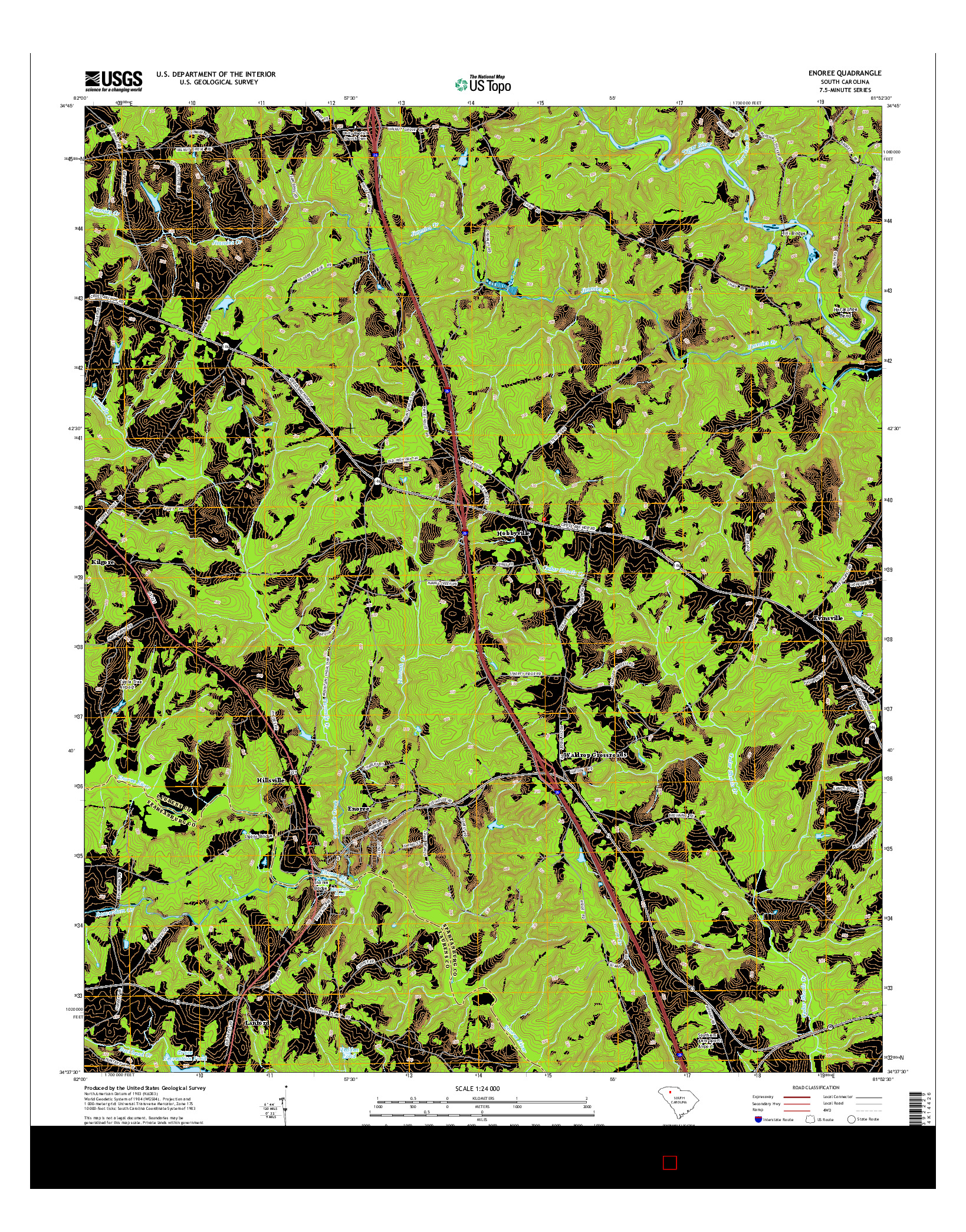 USGS US TOPO 7.5-MINUTE MAP FOR ENOREE, SC 2014