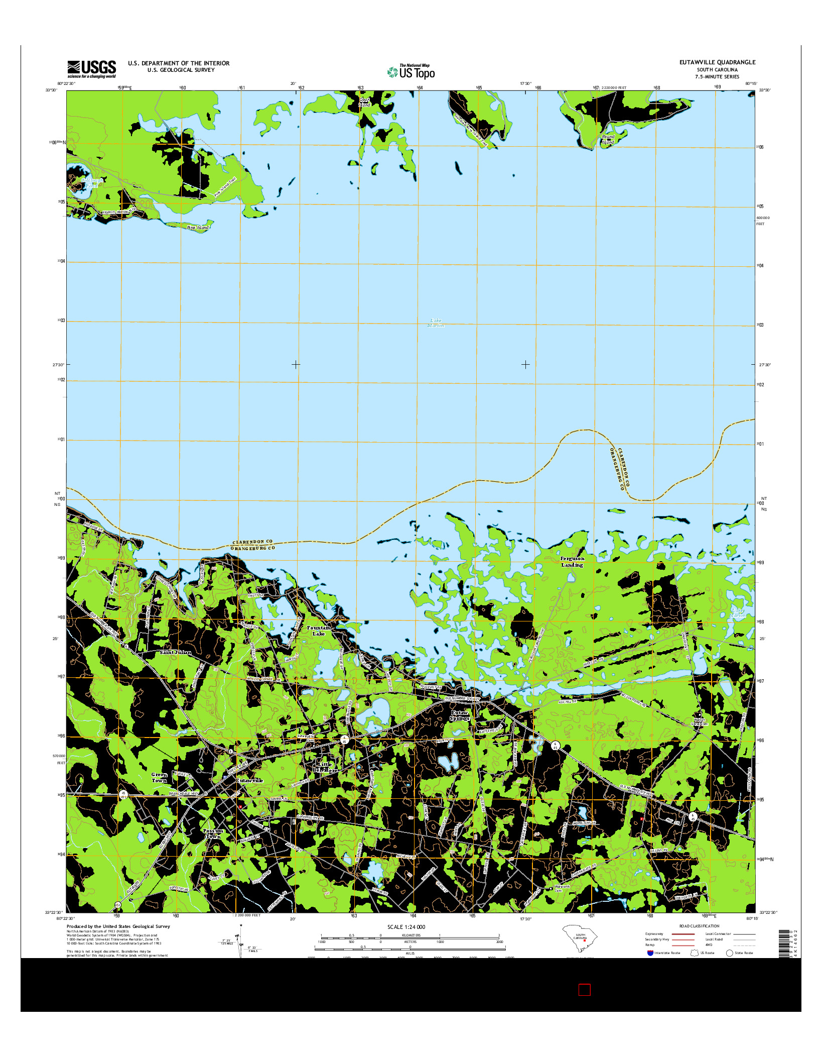 USGS US TOPO 7.5-MINUTE MAP FOR EUTAWVILLE, SC 2014