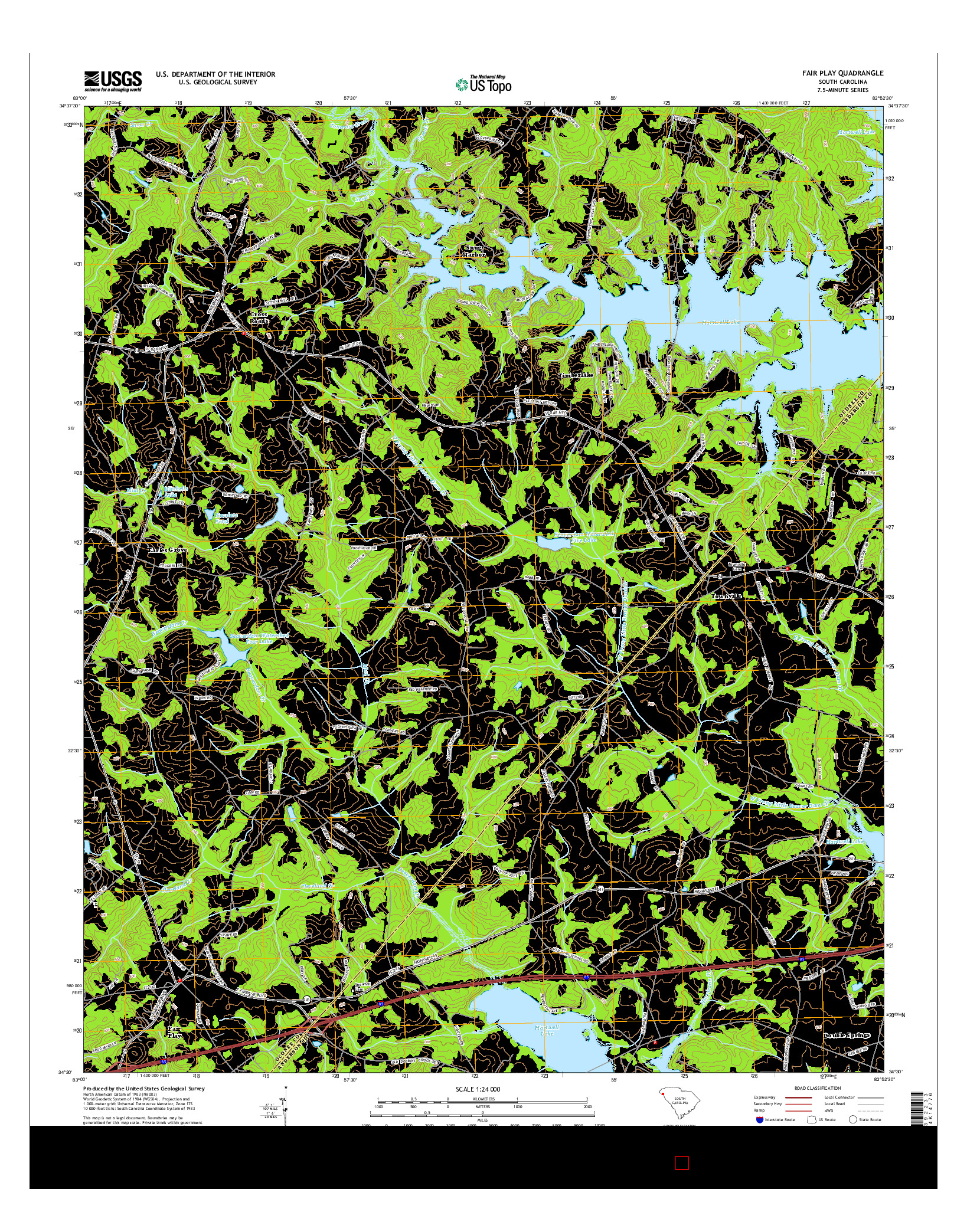 USGS US TOPO 7.5-MINUTE MAP FOR FAIR PLAY, SC 2014