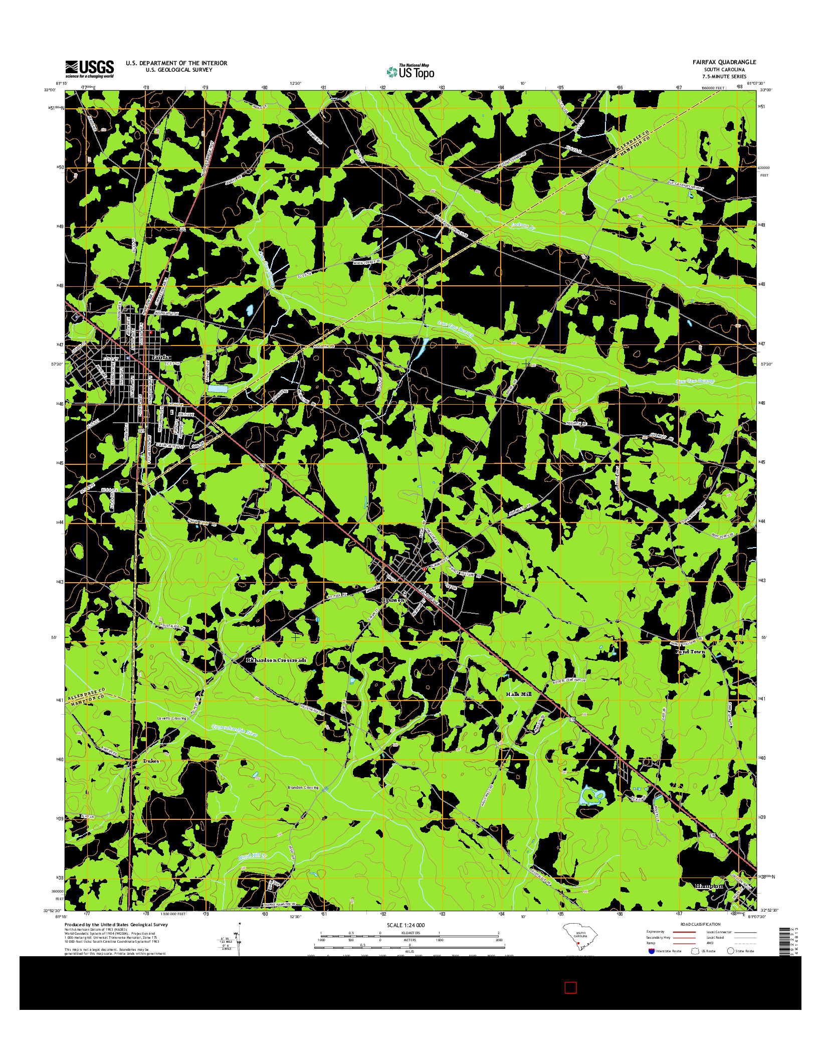 USGS US TOPO 7.5-MINUTE MAP FOR FAIRFAX, SC 2014