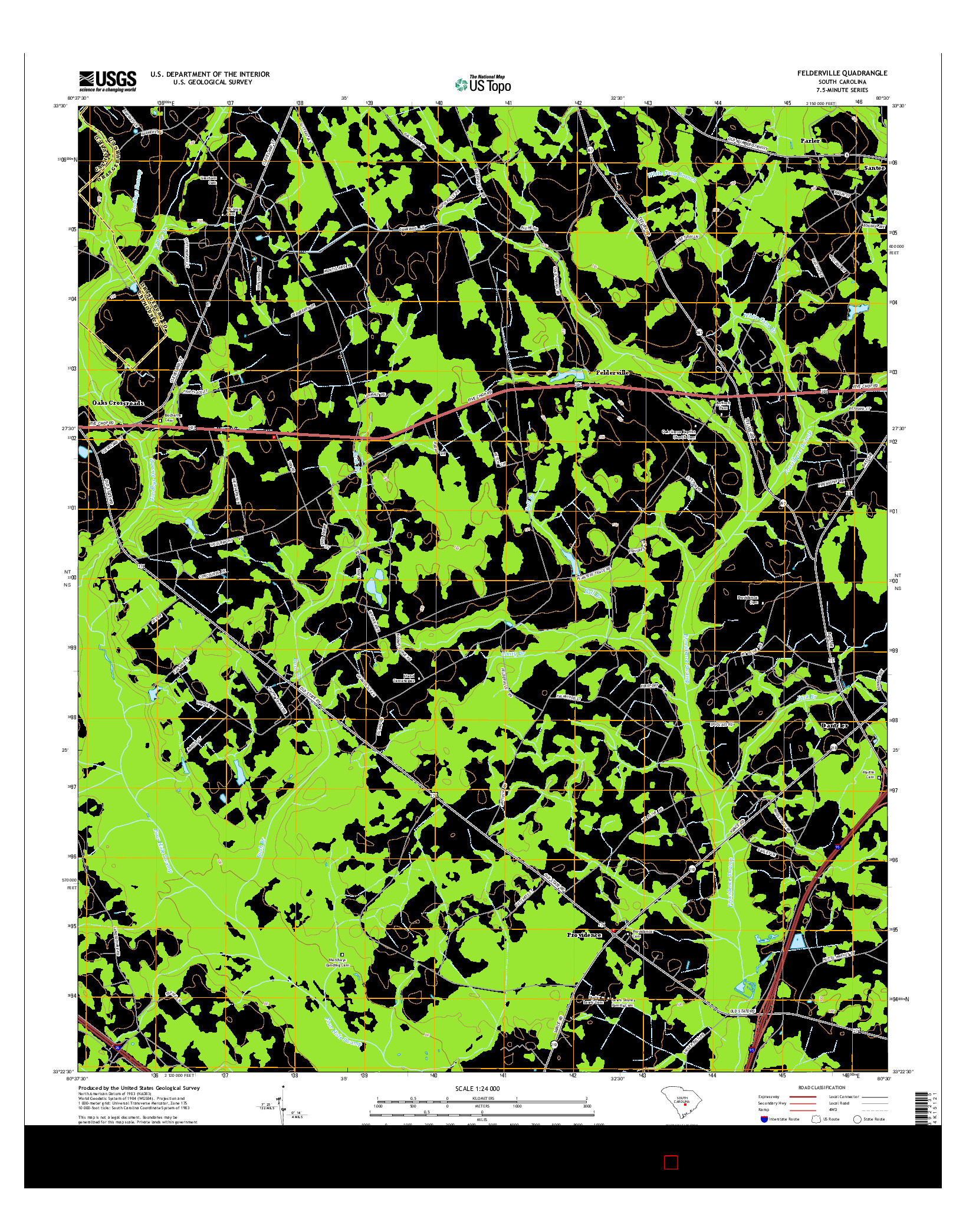 USGS US TOPO 7.5-MINUTE MAP FOR FELDERVILLE, SC 2014