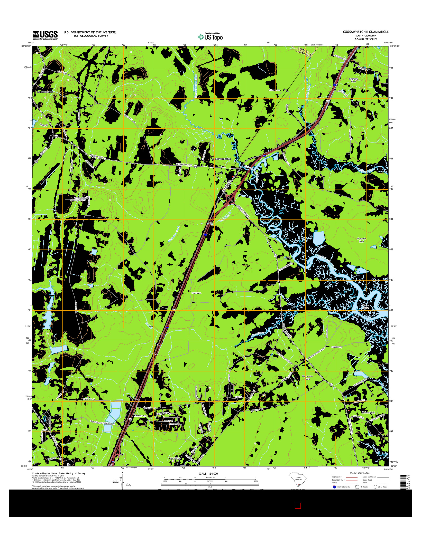 USGS US TOPO 7.5-MINUTE MAP FOR COOSAWHATCHIE, SC 2014