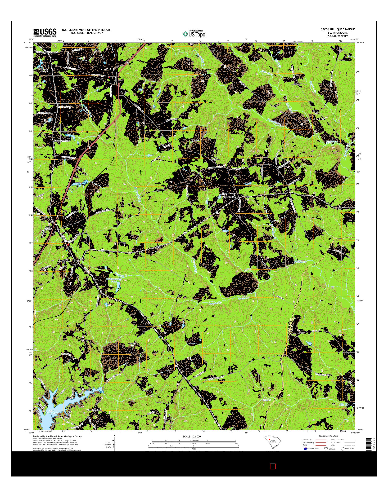 USGS US TOPO 7.5-MINUTE MAP FOR CROSS HILL, SC 2014